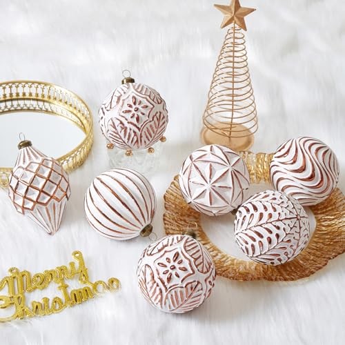 16Pcs Vintage Rustic Christmas Ball Ornaments – Large Shatterproof Bronze