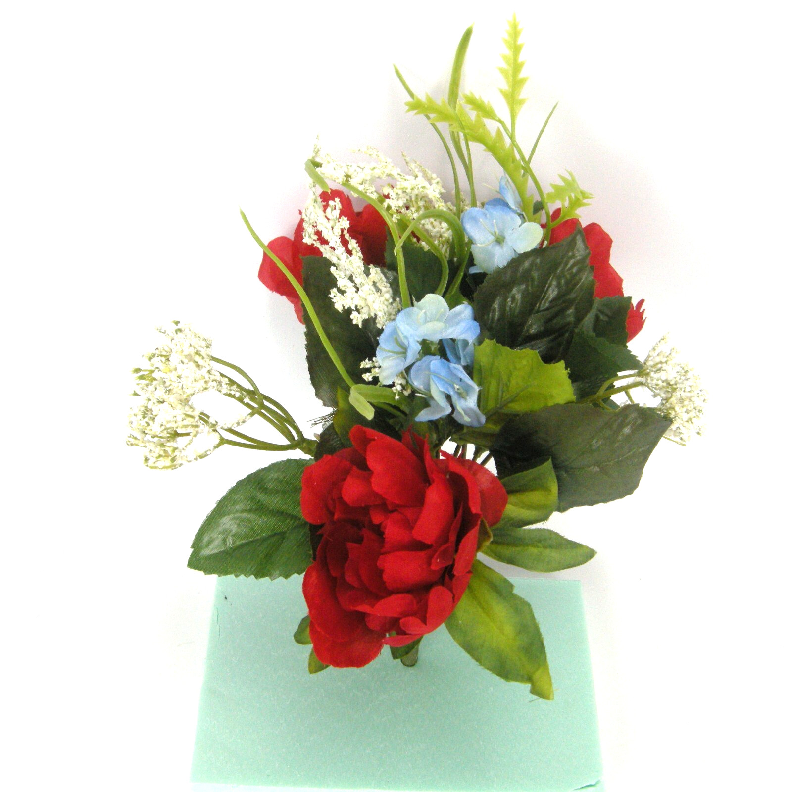 Silk Flower Lot of 17 Bushes 12″ Patriotic Red White Blue Florist Quality