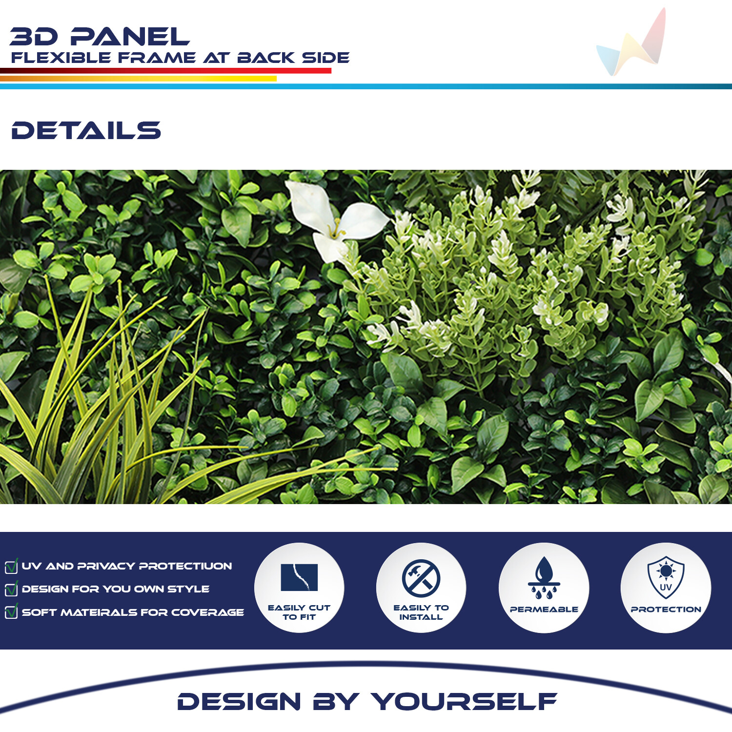 20″x20″ Artificial Faux 3D Mix Fern Mat Privacy Fence Screen Decor Panel V5