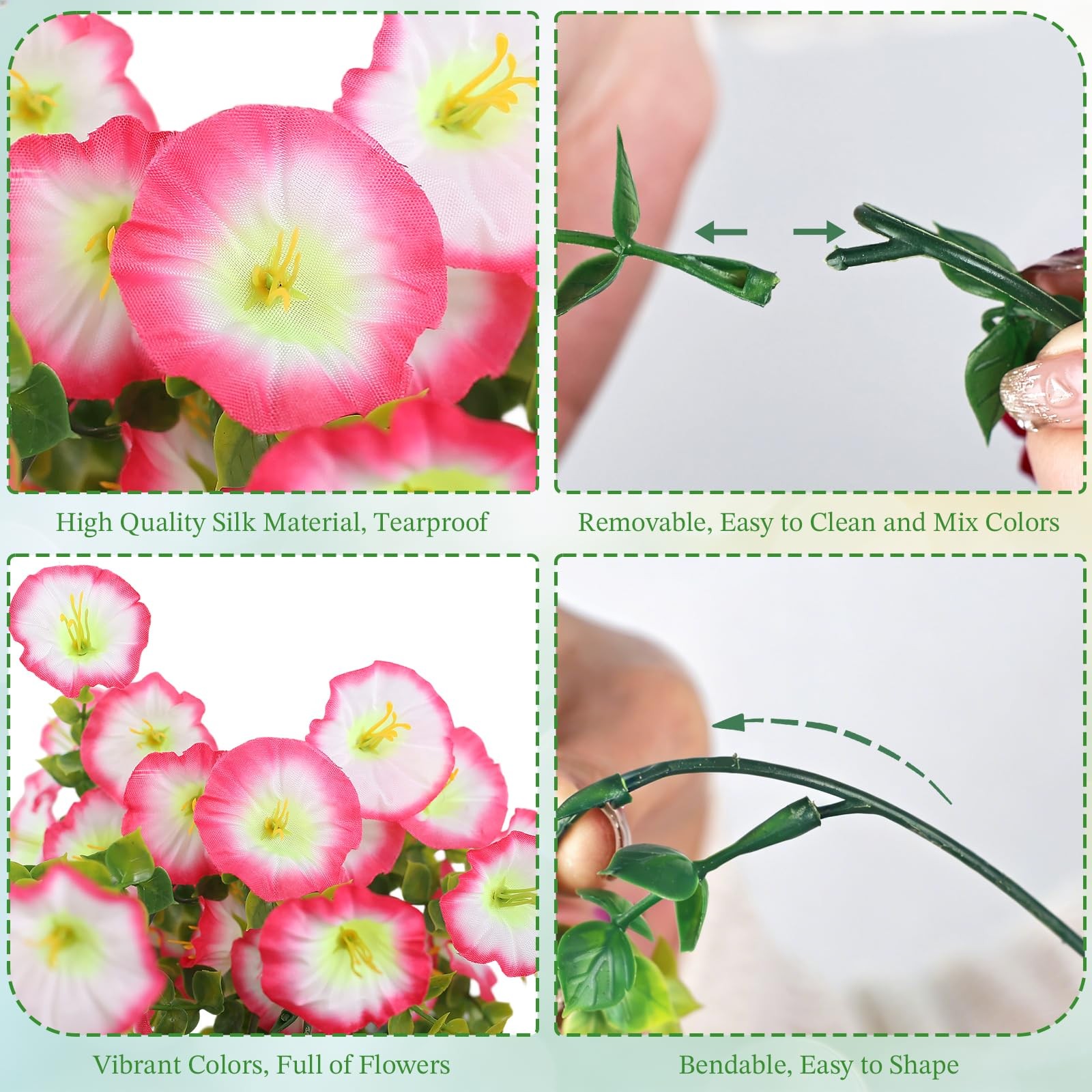 Artificial Flowers for Outdoors, 6-Pack 420 Blooms UV Resistant Hanging Morni…
