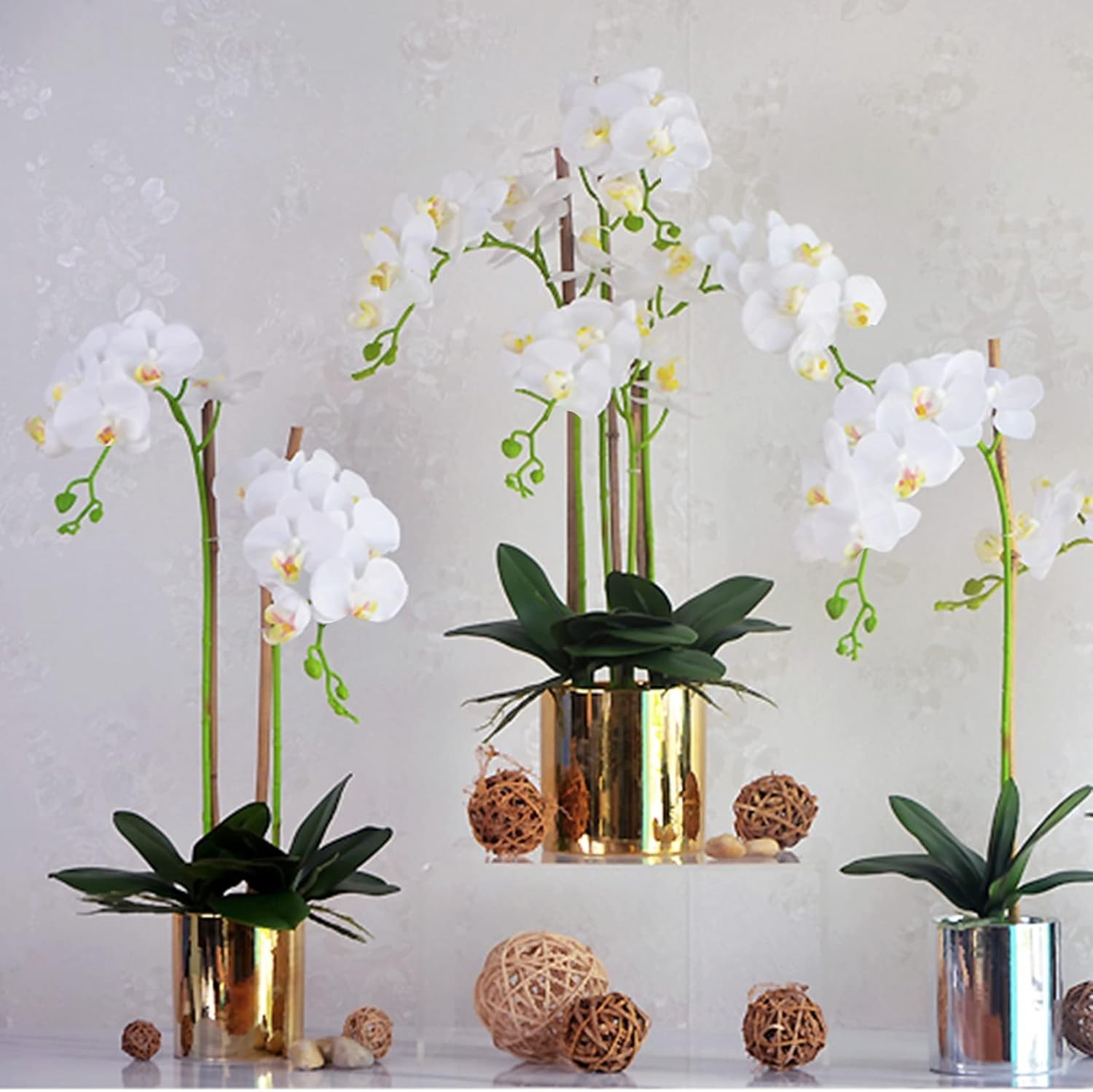 Fagushome 32″ Artificial Phalaenopsis Flowers 6 Pcs Artificial Orchid Flowers St