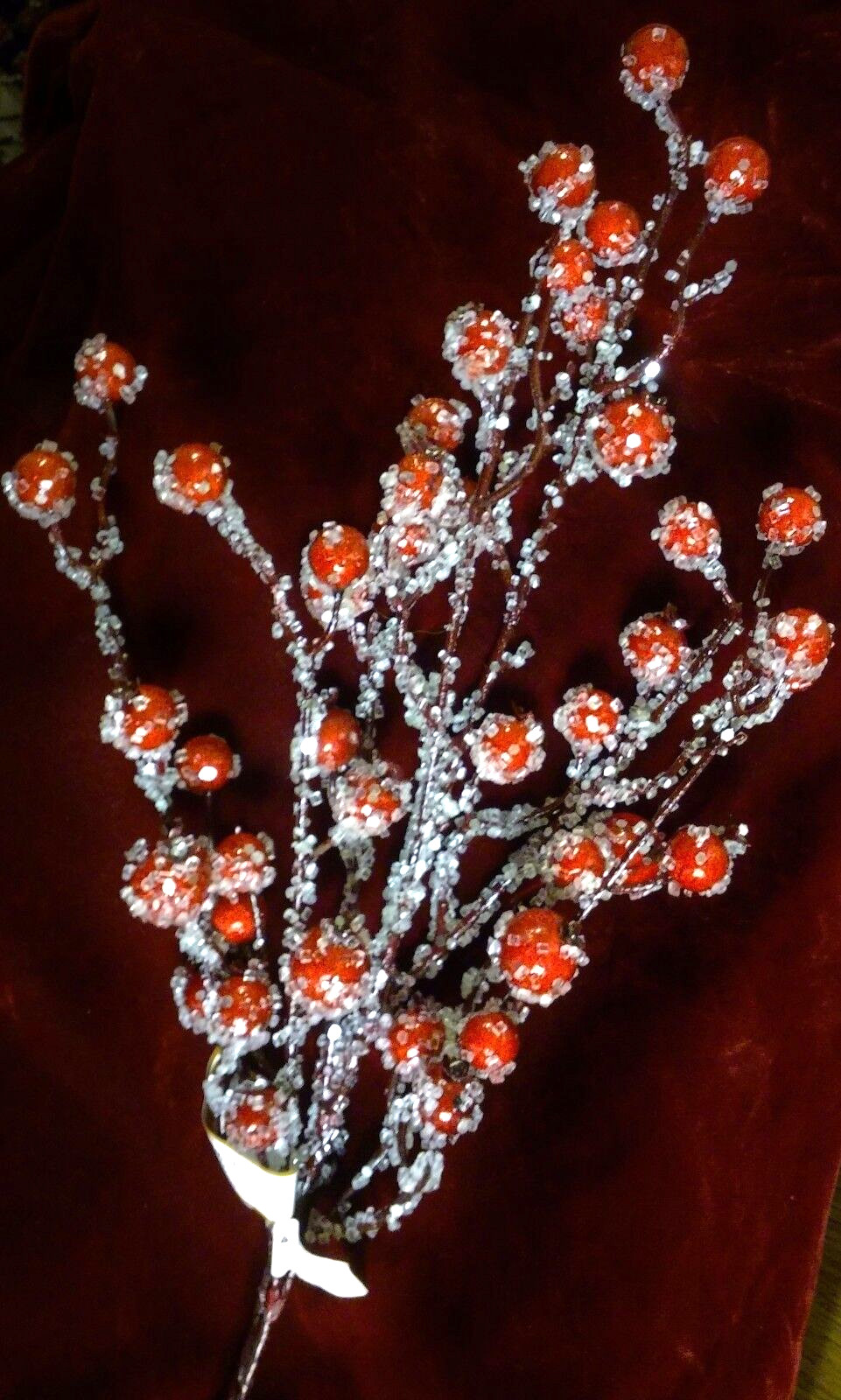 NWT Artificial Branch of Icy, Rustic, Red Berries, 23″ Tall