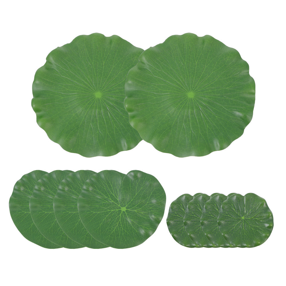 Set of 2 Simulated Lotus Leaf Decoration Artificial Leaves Aquarium Plants Fake