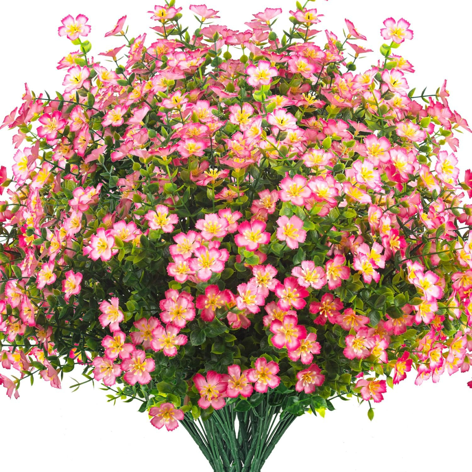 Outdoor Artificial Flowers UV Resistant & Fade Proof, 12 Pack Realistic Fake Flo