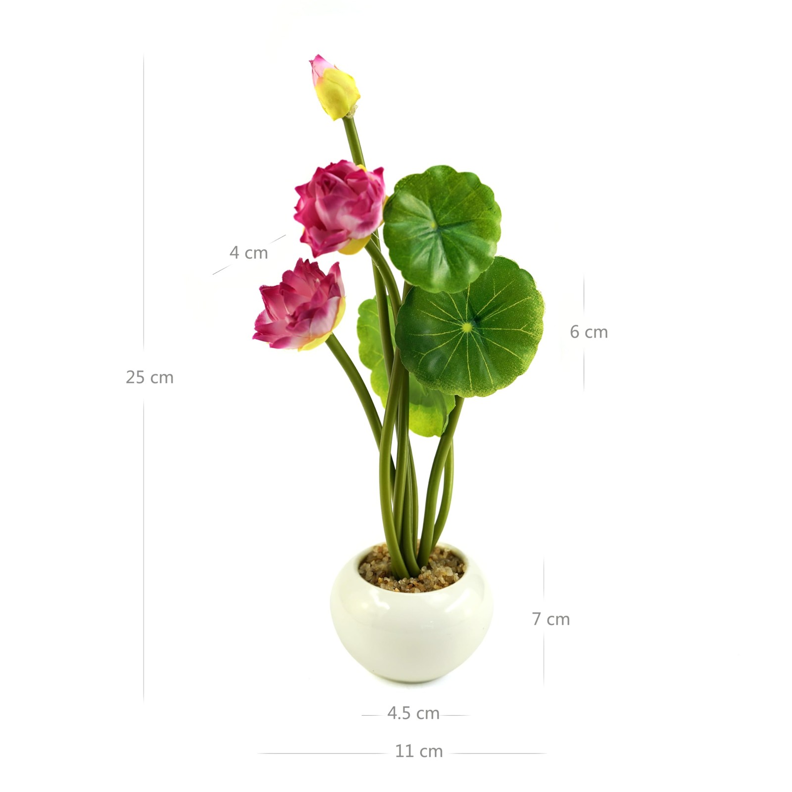 Lifelike Pink Mini Lotus Artificial Flower Arrangement in Ceramic Pot for Hom…