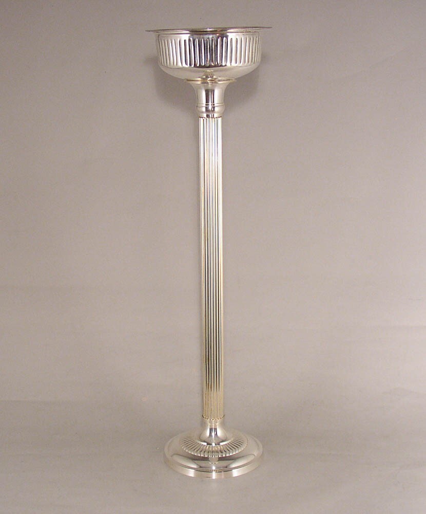 Floral Stand Round Nickel Plated on Brass 7.5″Dia 28″High Set/2 FREE SHIPPING