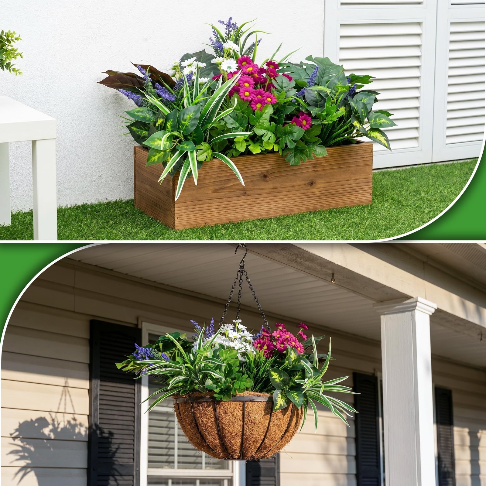 19PCS Artificial Plants Outdoor Fake Plants UV Resistant Artificial Flowers G…