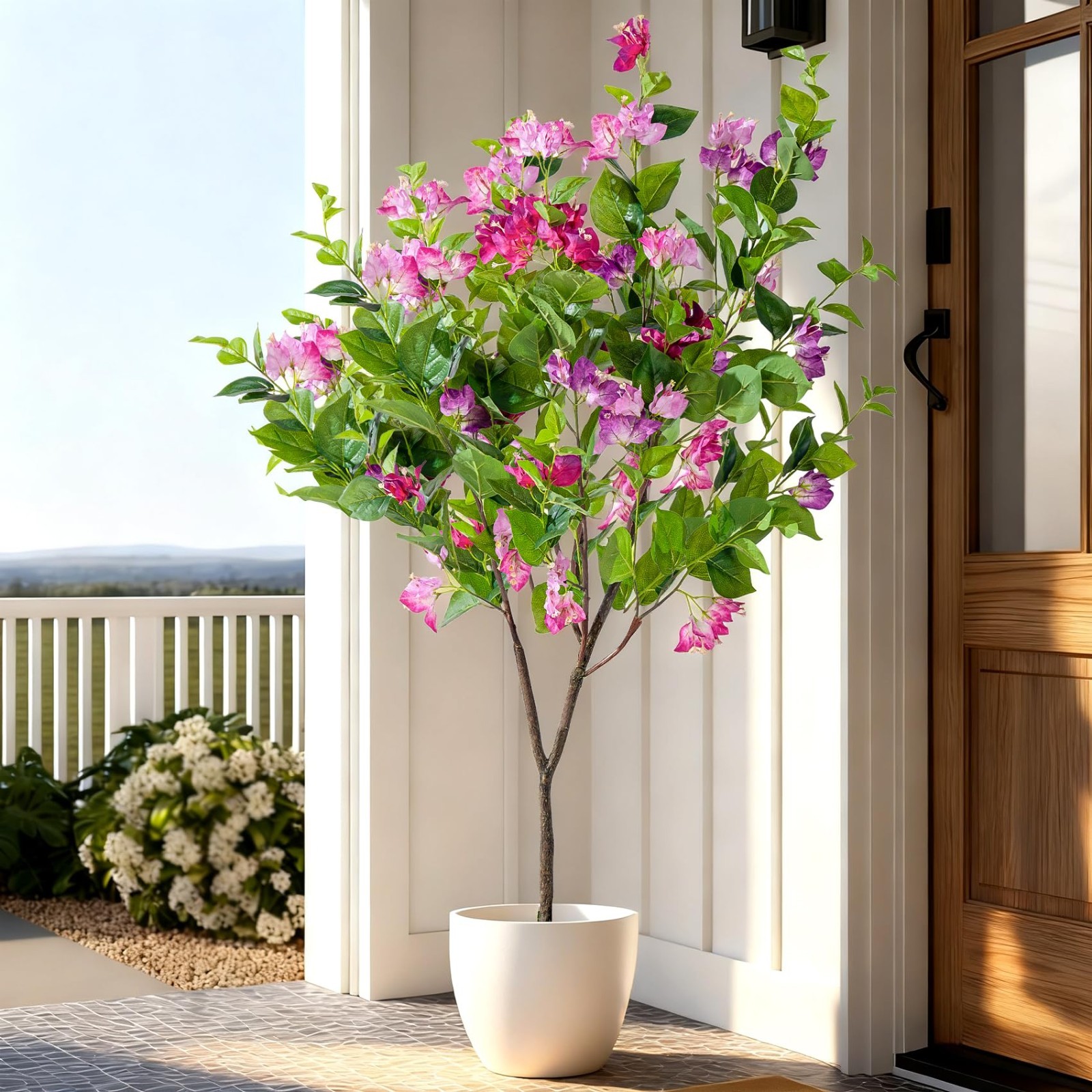 4FT Lifelike Artificial Bougainvillea Tree – Potted Faux Plant for Home, Office,