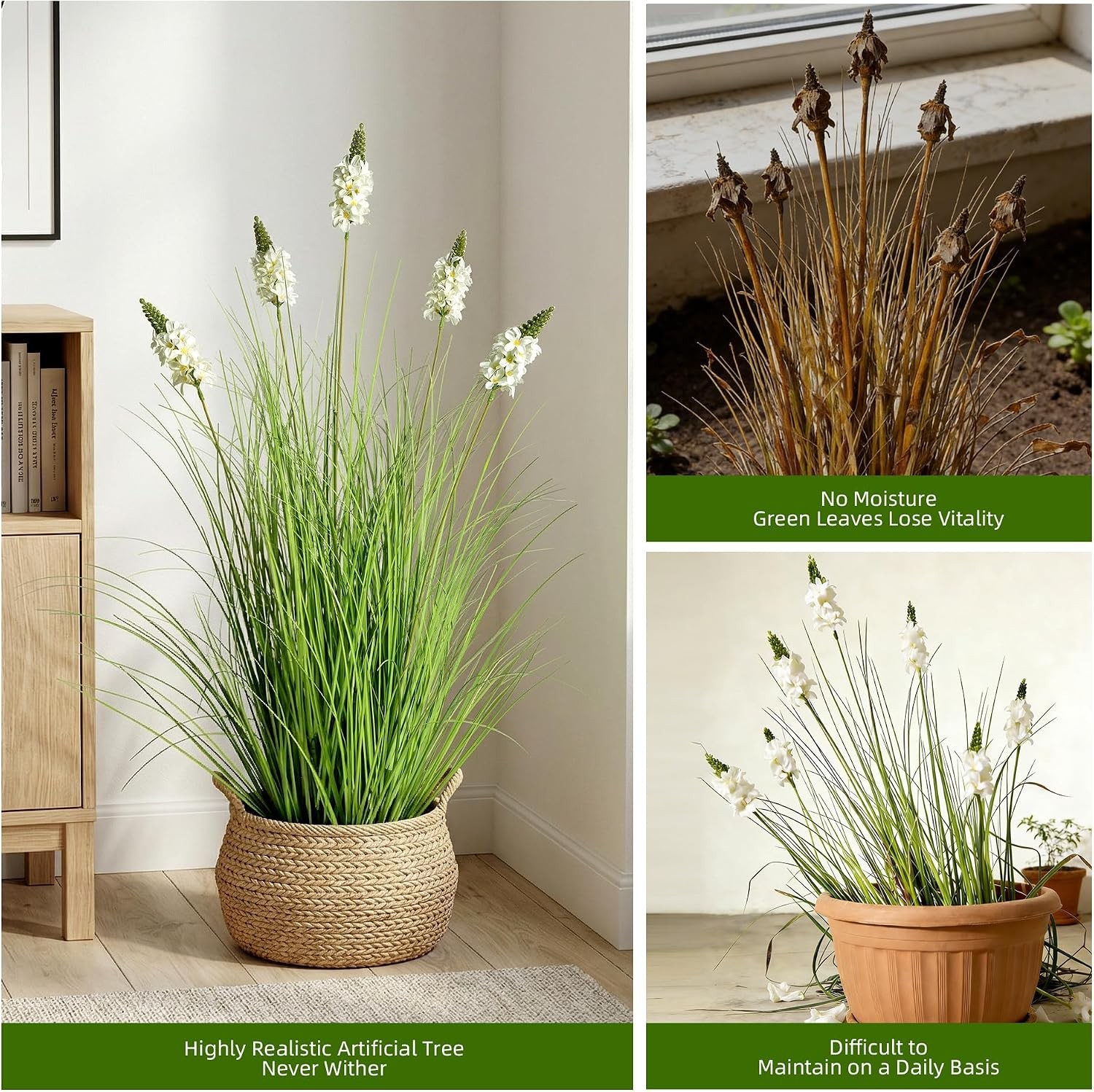 Artificial Plants Indoor Tall Grass Plants with Hyacinth Flower 35.4In Tall