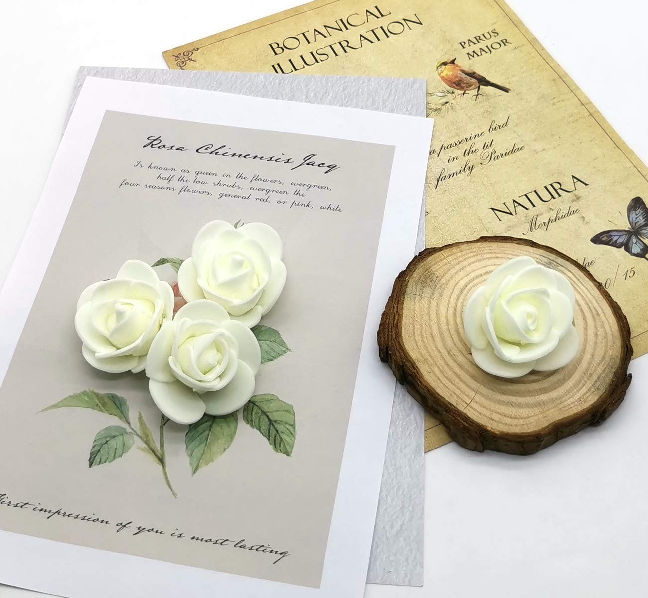 100 PCS Ivory 3CM Mini Fake Roses Artificial Flowers DIY Wedding Bouquets