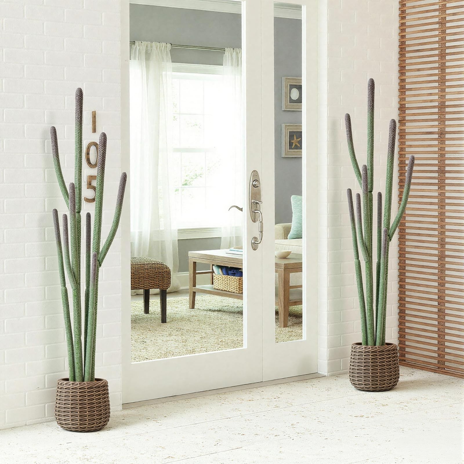 44” Artificial Cactus Plant with Brown Decorative Planter, Realistic Faux Cac…