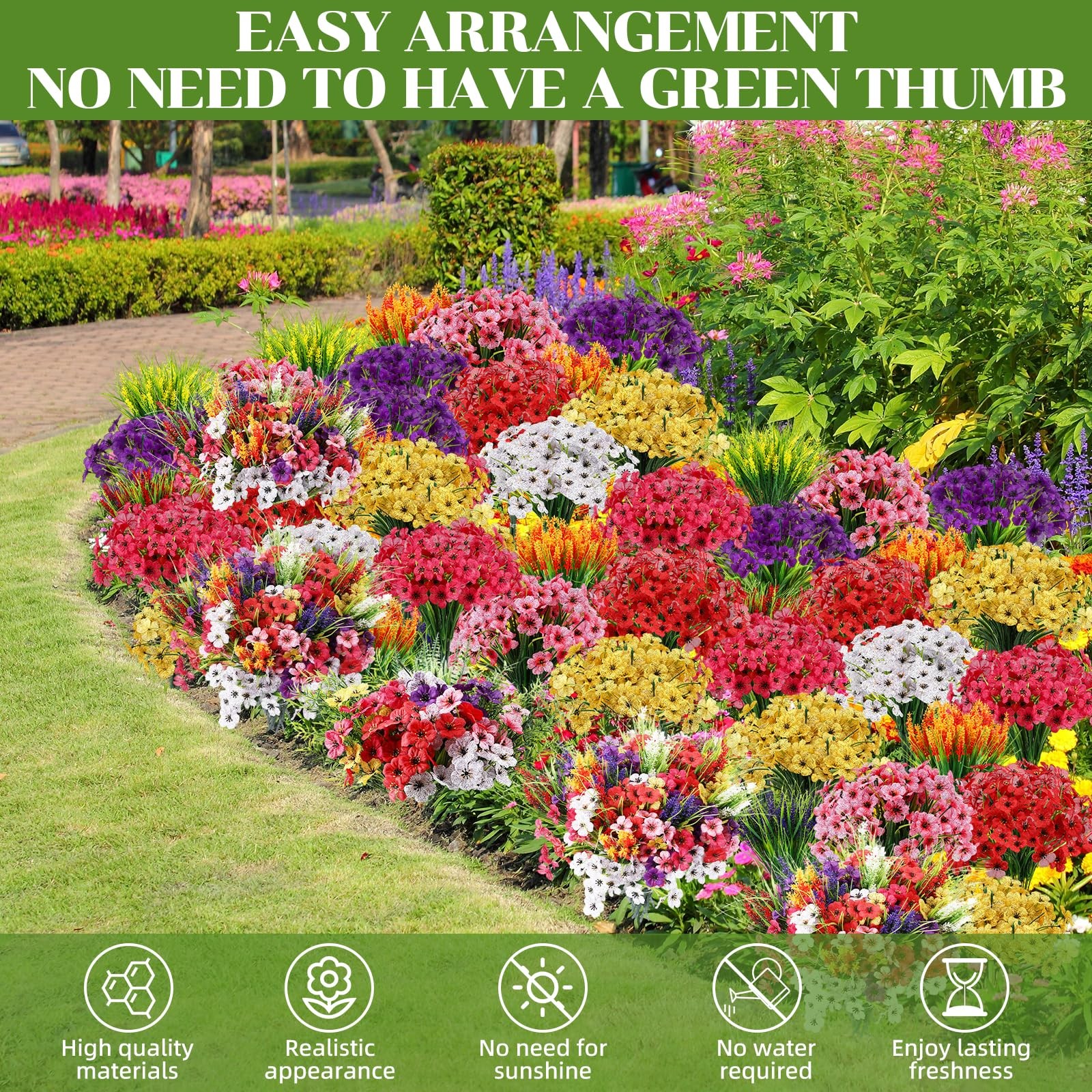 Zeyune 48 Bundles Artificial Flowers for Outdoor Fake Flowers UV Resistant Fa…