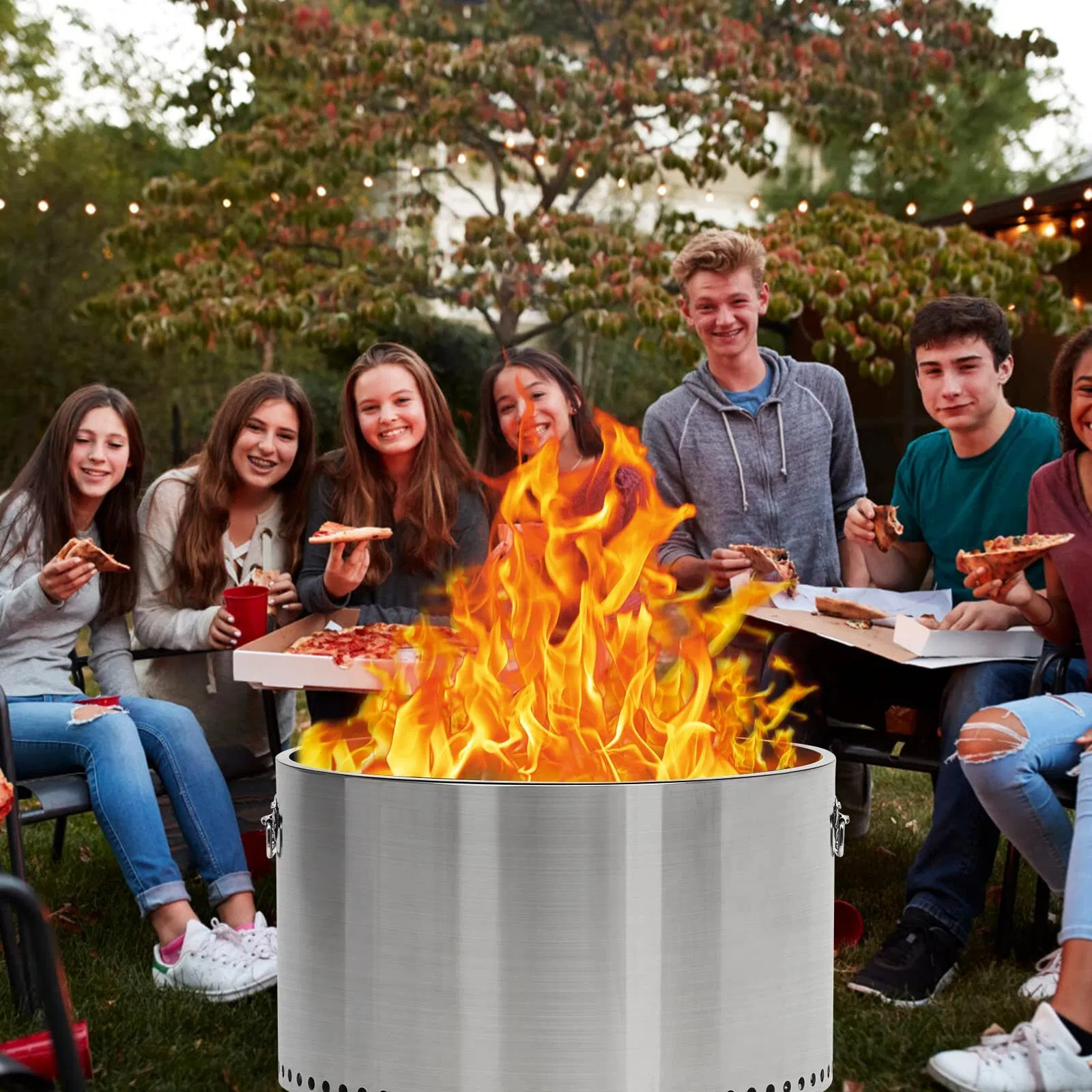 US GARVEE 20.5 Inch Smokeless Fire Pit With Air Switch And Handle Wood Burning P