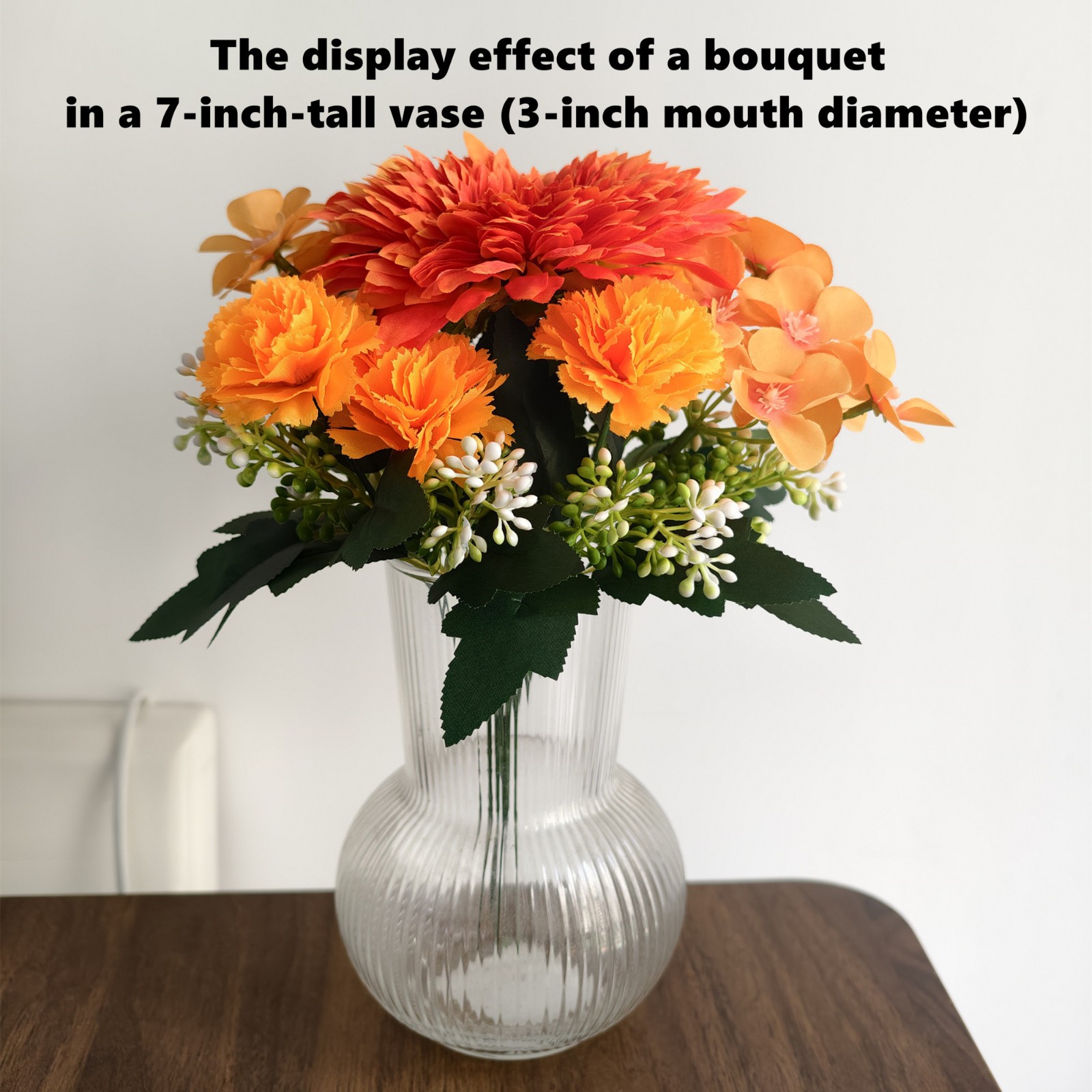 Fall Artificial Decoration Bouquet – Orange Bush Mixed w/ Chrysanthemum, Crabapp