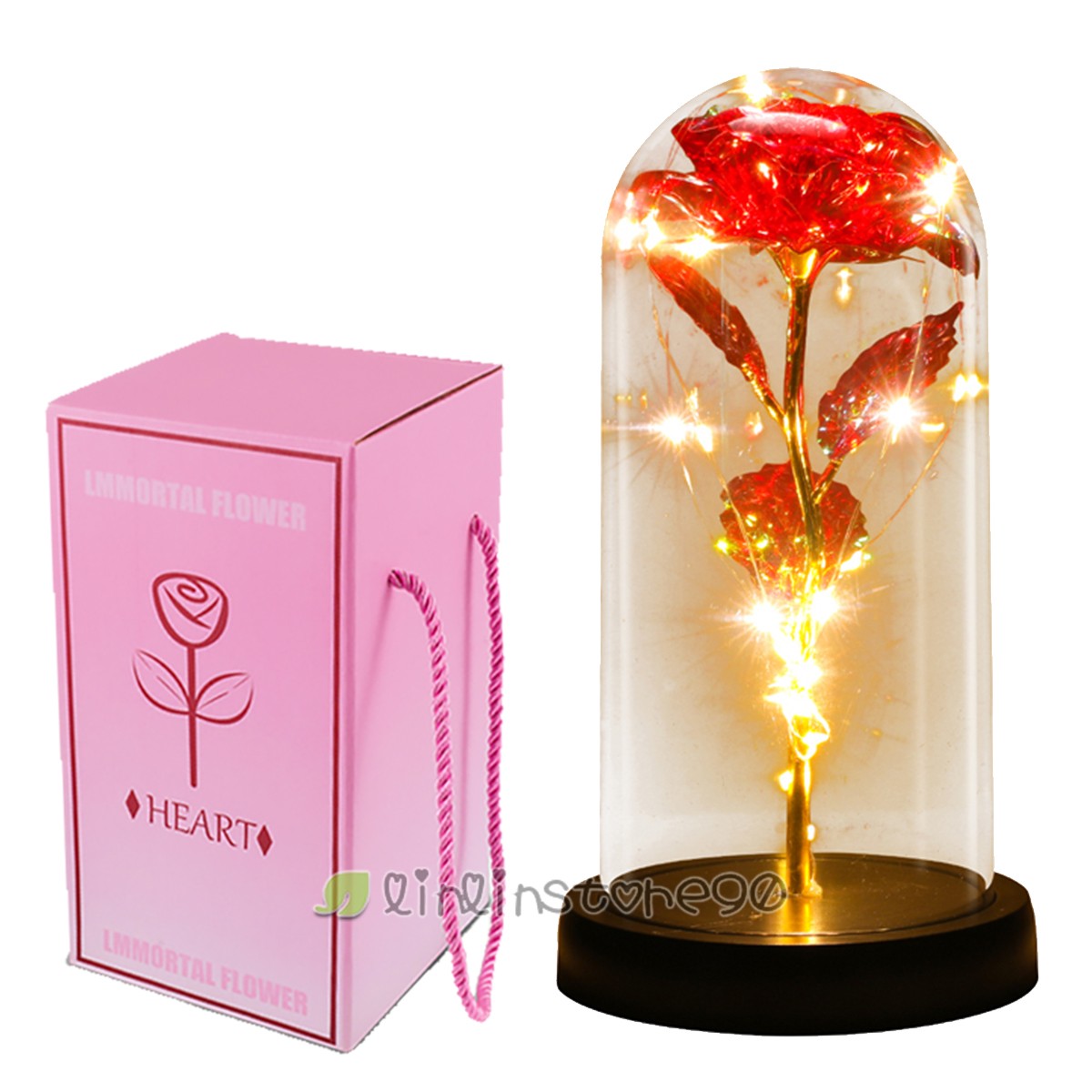 LED Rose Gift for Women Flowers Rose in Glass Dome Birthday Valentines Xmas Gift