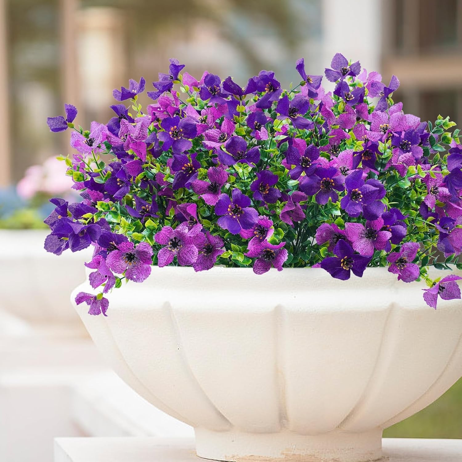INXUGAO Artificial Faux Plants Flowers Outdoor Spring Summer Decoration, 12 B…