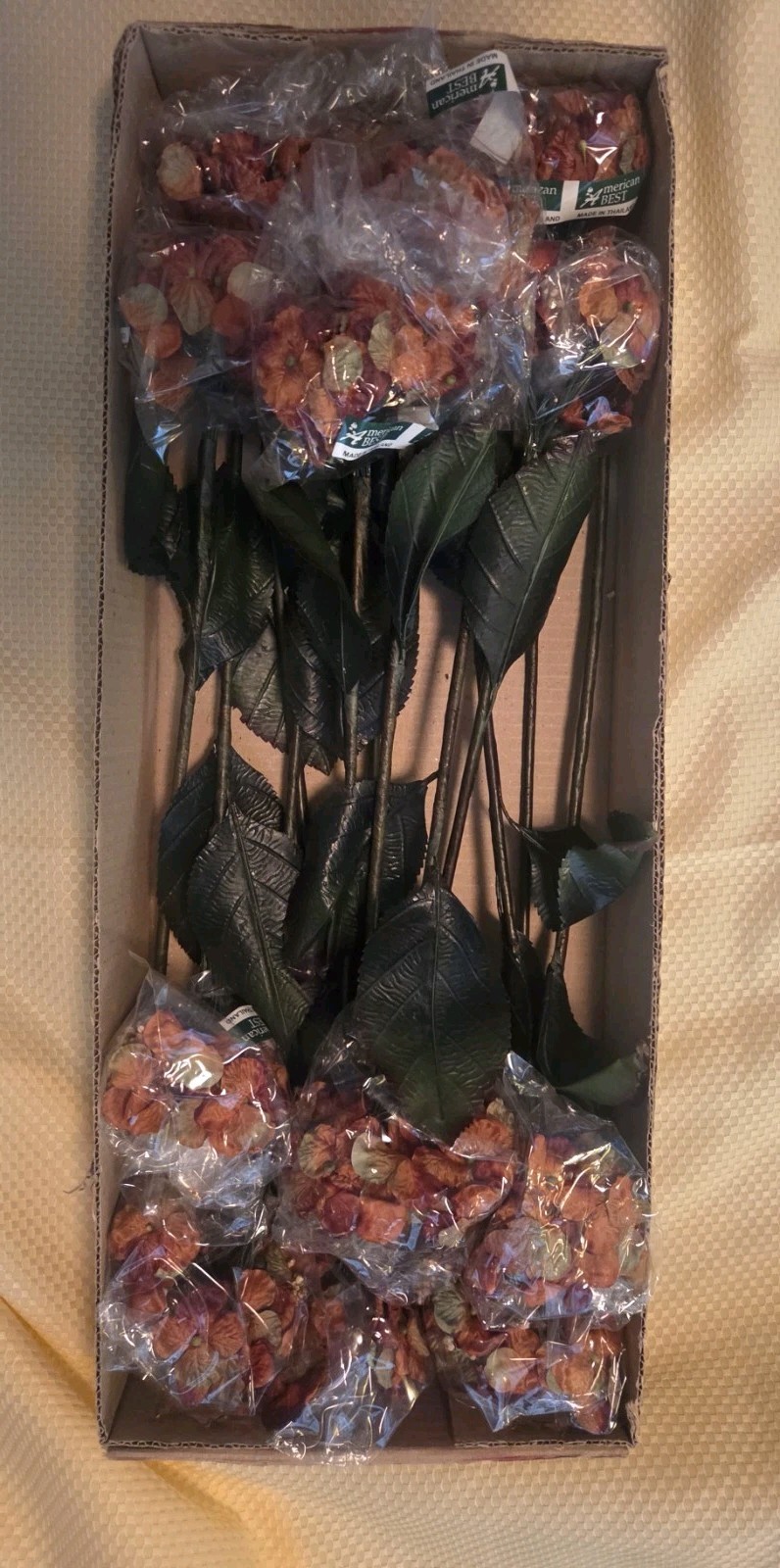 Lot of (12) American Best Rust Artificial Hydrangea Spray 24″ Floral Stem Fall