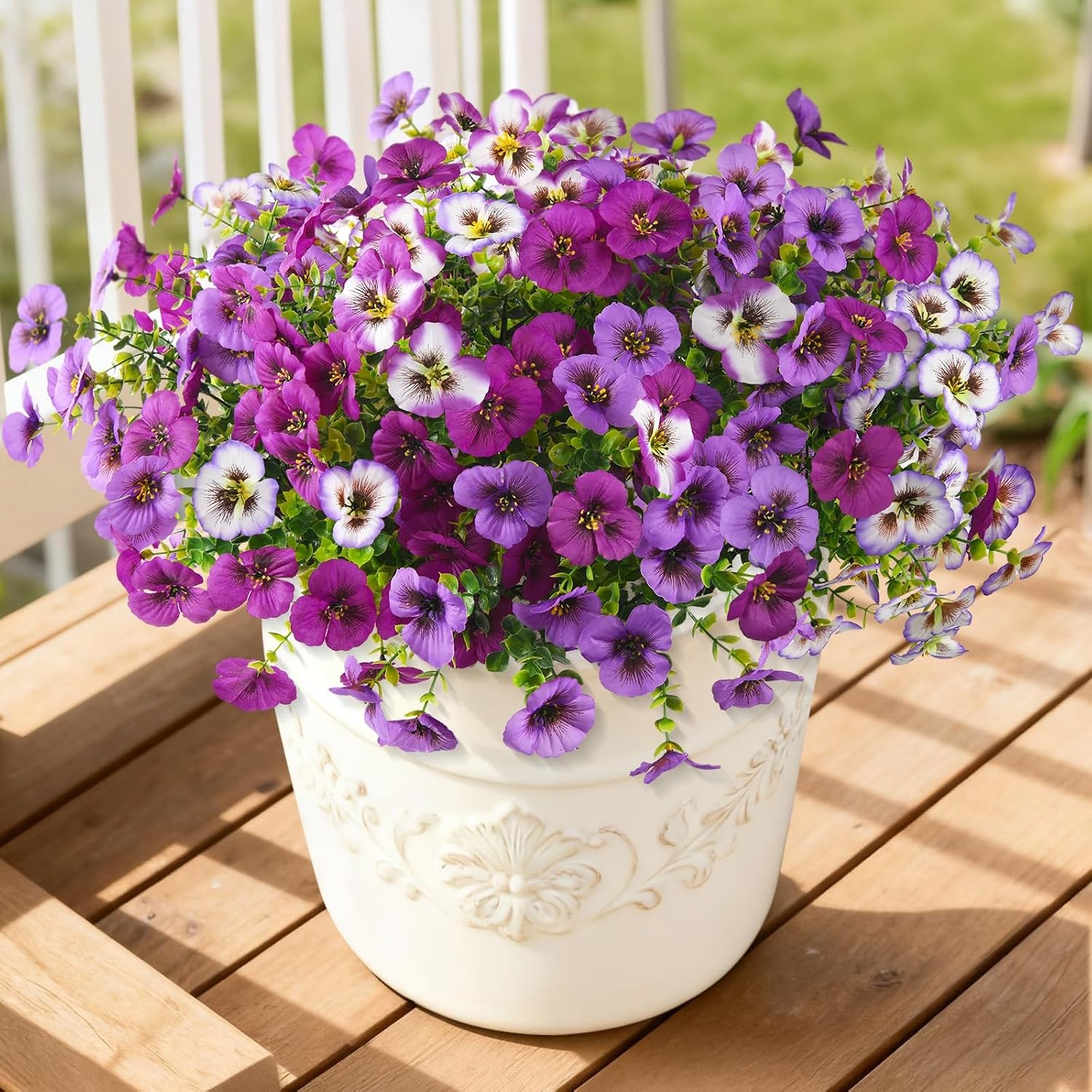 Artificial Fake Pansy Flowers Outdoor 12 Pcs Faux Silk Pansies Flower Spring