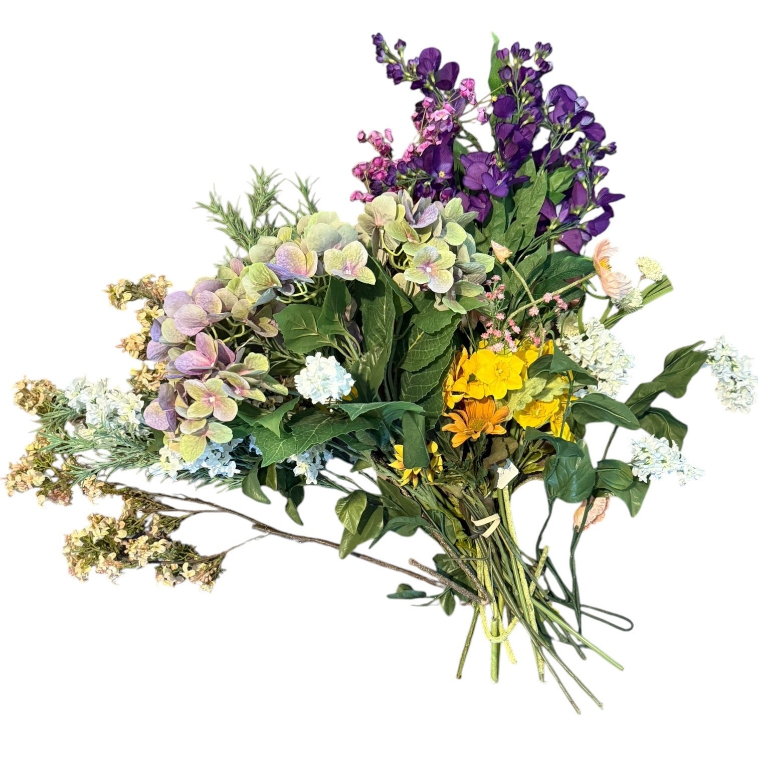Realistic Silk Wildflowers Bouquet Artificial Flowers Long Stem Hydrangea