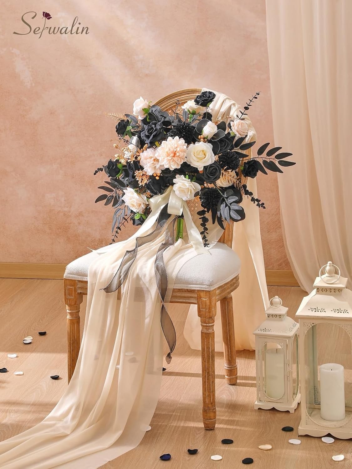 Reusable Black & Gold Champagne Faux Flowers for Any Occasion – Washable Design