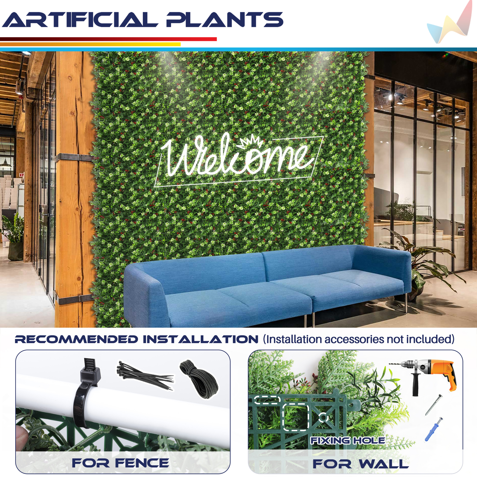 20″x20″ Artificial Faux 3D Mix Leaf Privacy Fence Screen Decor Panel Hedge V16
