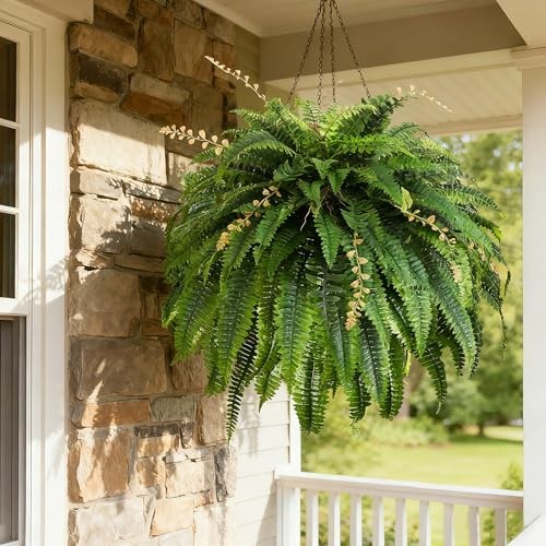 2pcs 48in Artificials for Outdoors Large, UV Resistant Outdoors Boston Fern