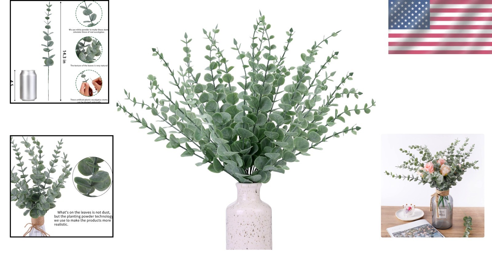 Spring-Ready 24 Pcs Faux Eucalyptus Stems | Perfect for Centerpieces & Bouquets