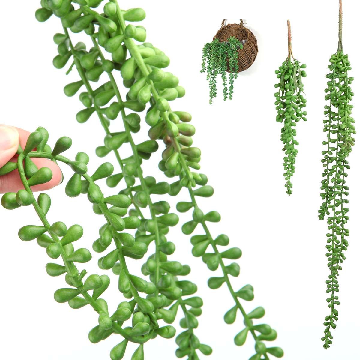 Artificial Hanging Plant Fake Vine Ivy Succulents String of Pearls Home Decor US