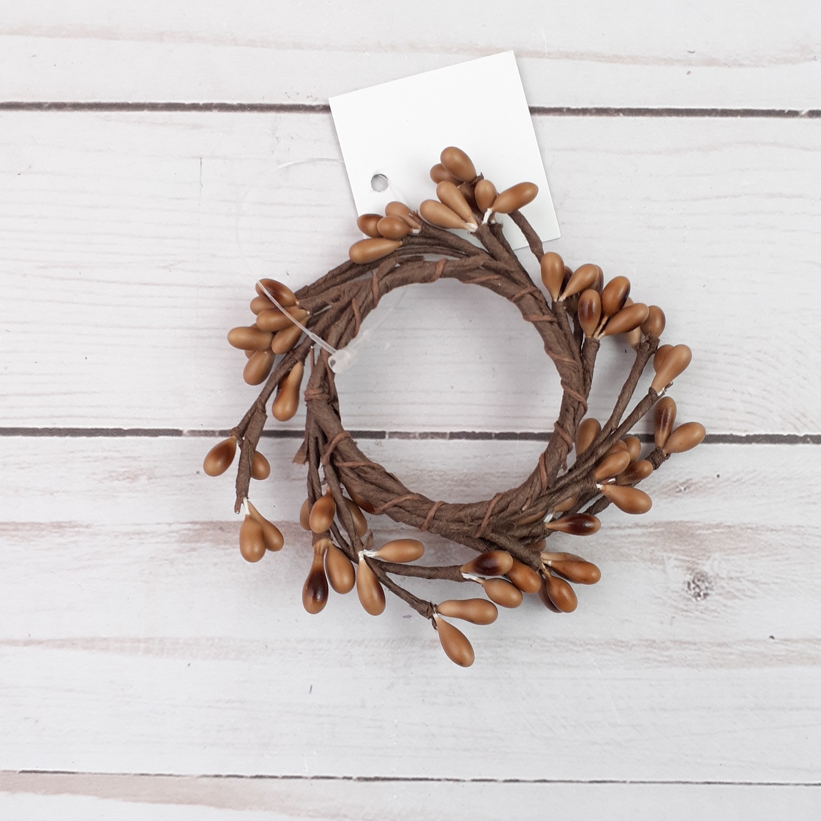 Mini Pip Berry Taper Candle Ring Teastain Beige 1.5 inch inside