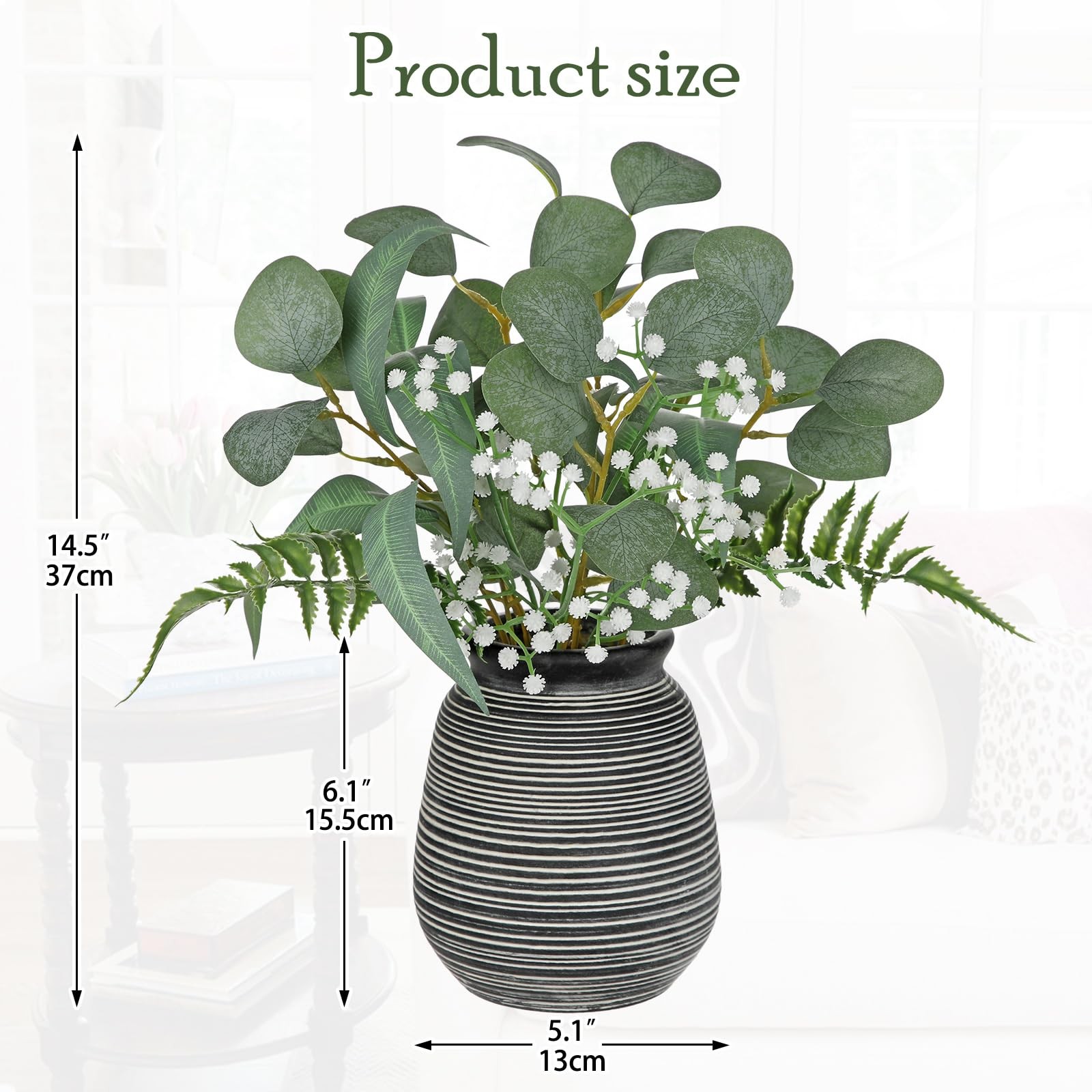 Artificial Floral Arrangement Centerpiece with Eucalyptus & Mixed Greenery – …