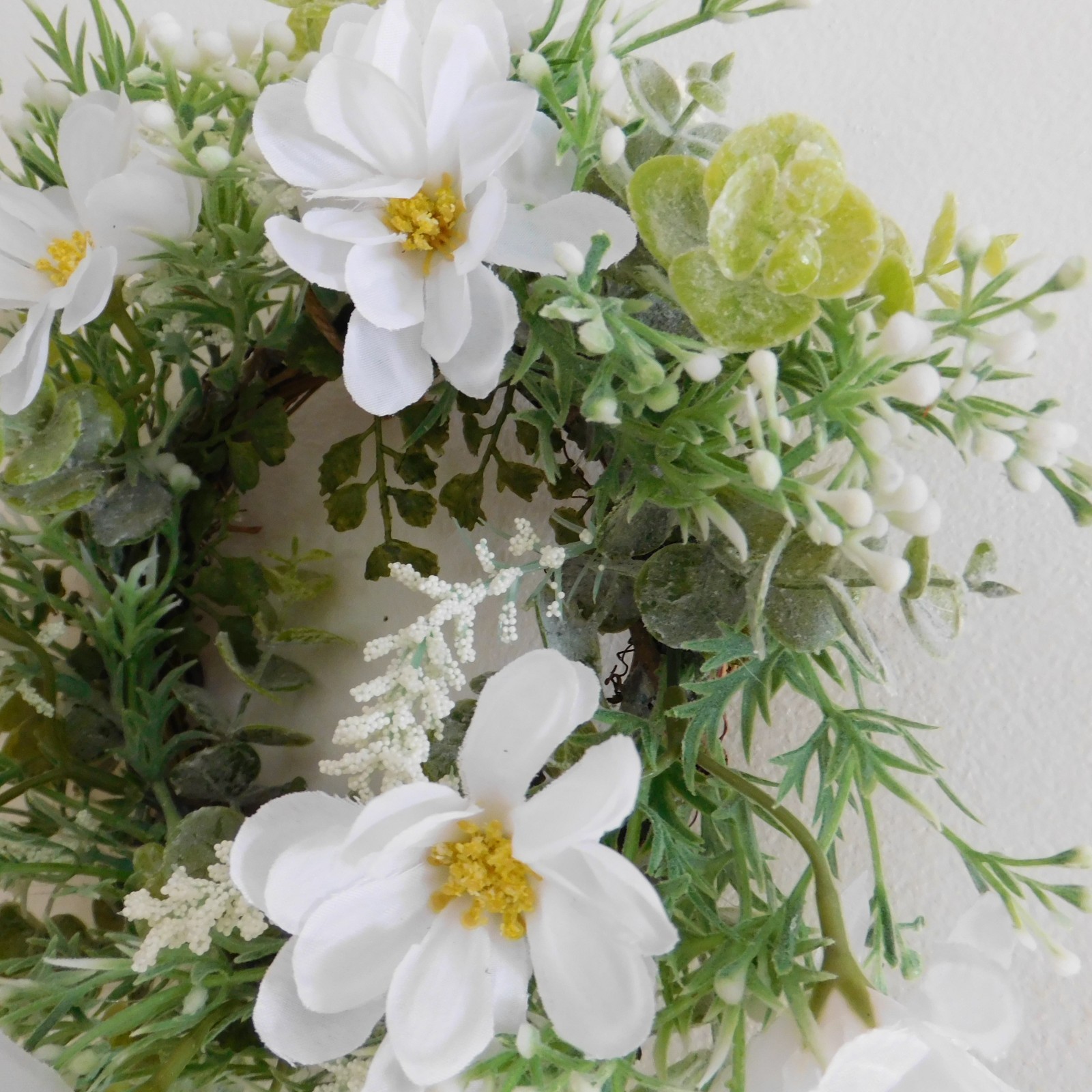 Dusty Miller Mini Wreath Eucalyptus White Flowers Candle Ring Wedding decor