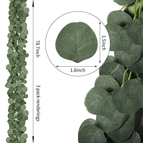 12 Pack 84Ft Eucalyptus Garland,Artificial Eucalyptus Leaves Table 84Ft-12Pack
