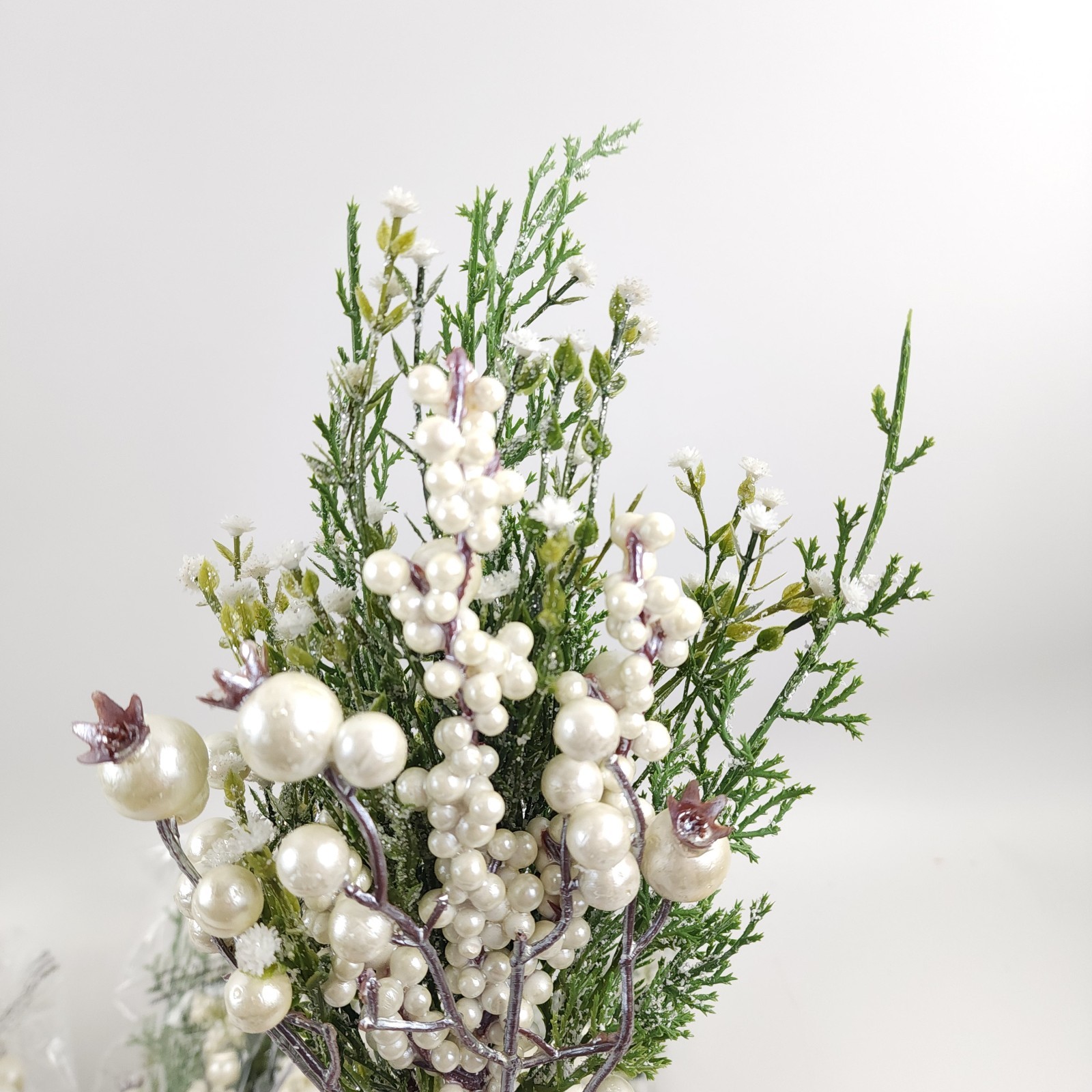 Set of 4 Winter Frost Cedar and Berry Picks by Valerie in Ivory Holiday decor