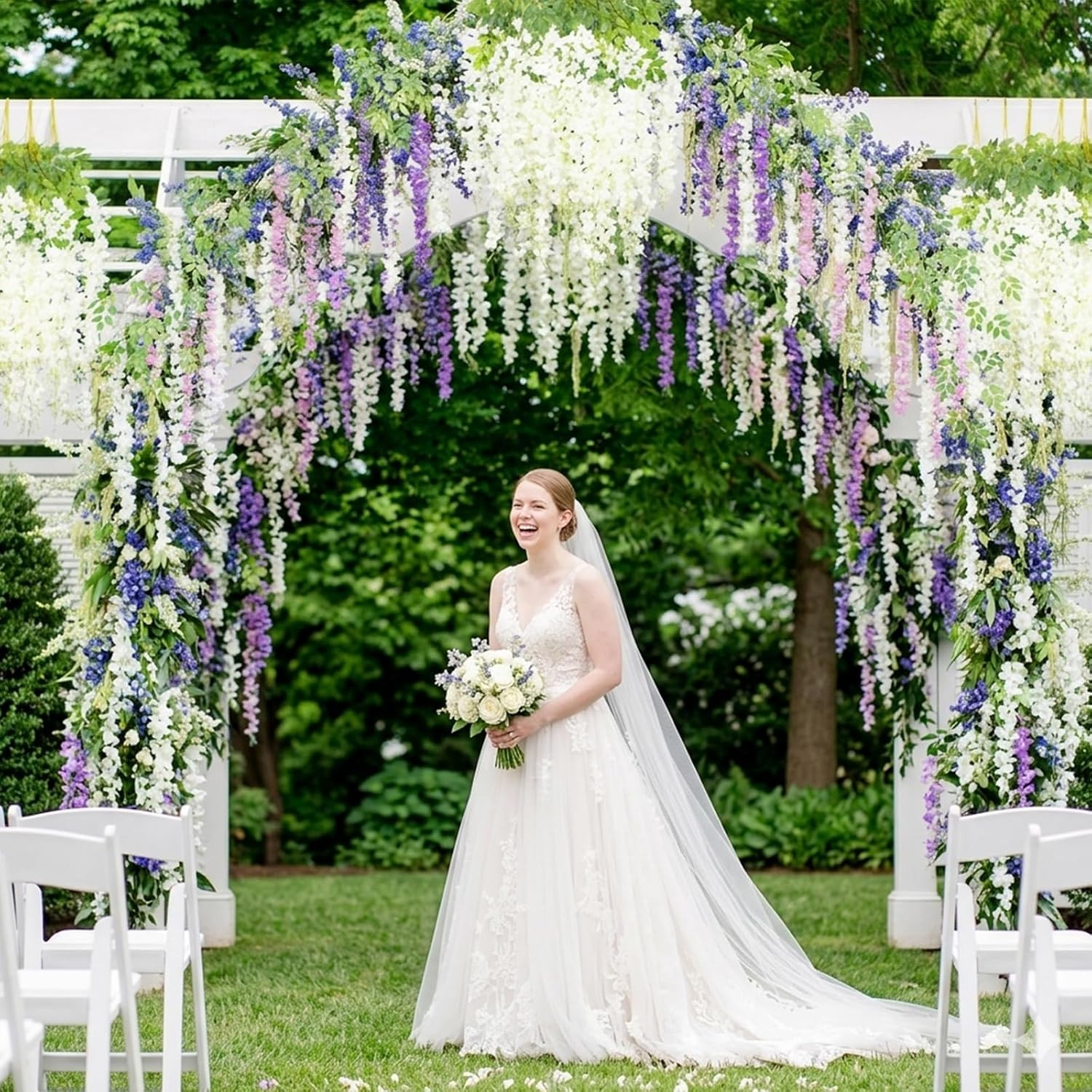 Artificial Wisteria Hanging Flowers Fake Wisteria Flower Garland Silk Vines Ratt