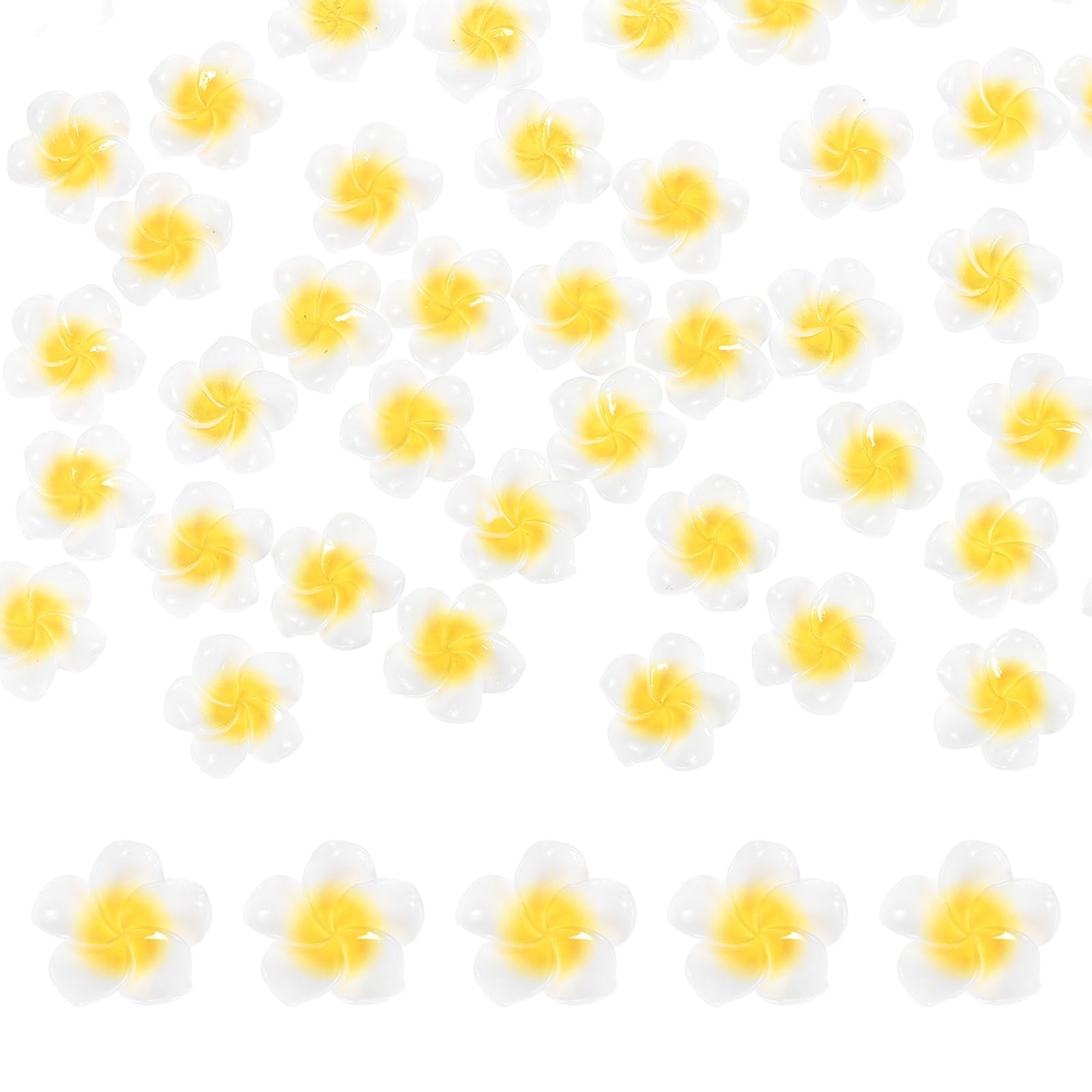50-Pack Resin Flowers, 0.79inch/2cm Artificial Plumeria Flowers Flatback Mini…