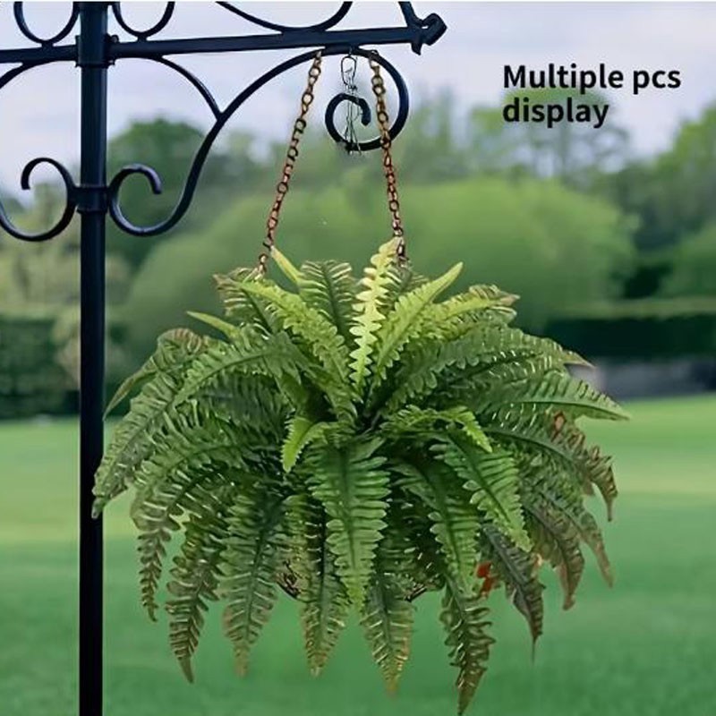 2Pcs Artificial Boston Fern Bush UV Resistant Large Faux Ferns Artificial Plants