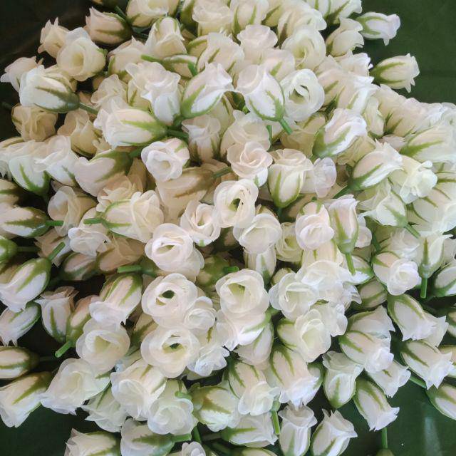 100pcs Rose Head fabric Plastic Artificial Craft Supplies Bulk Decor Size 2×4 cm