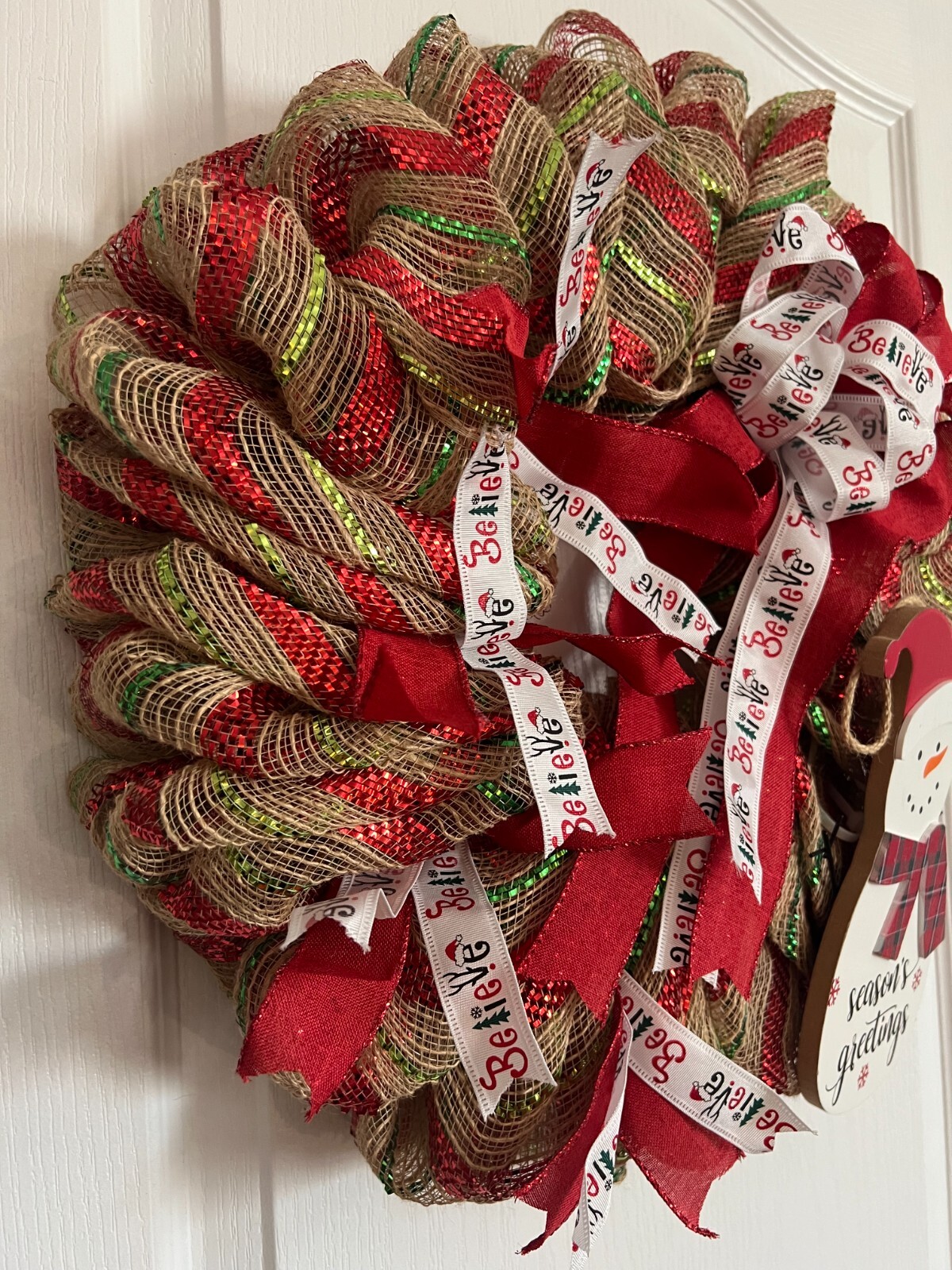 New Handmade Christmas Front Door Country Wreath Handmade in USA