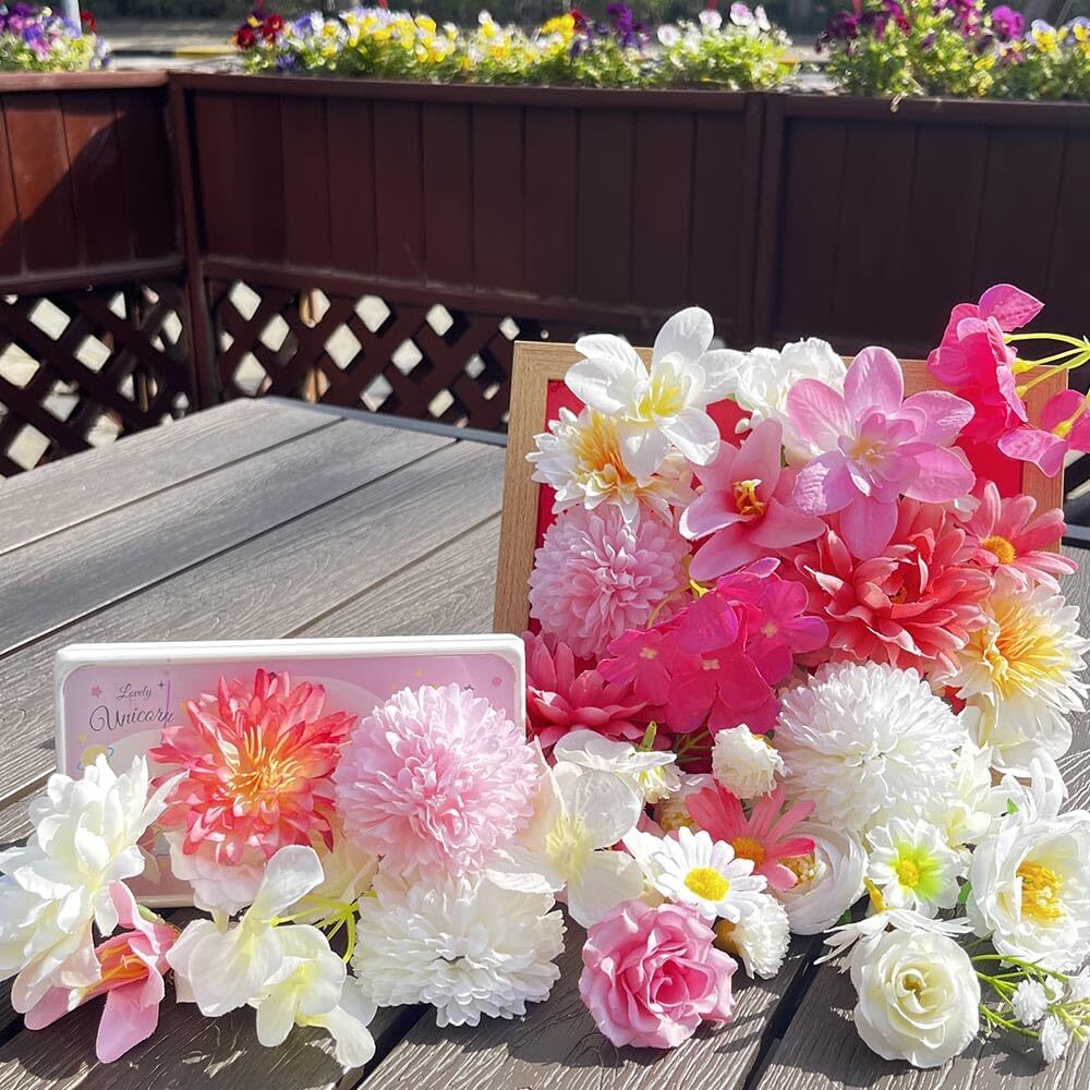 54pcs Artificial Flower Silk Mix Rose Fake Flowers Heads Bulk for DIY Wedding…