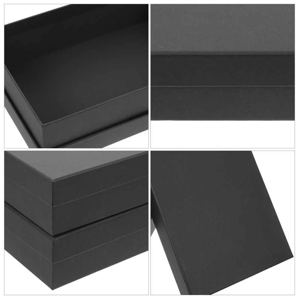2Pcs Reusable Kraft Paper Rectangle Gift Boxes Black for Party Valentine Floral