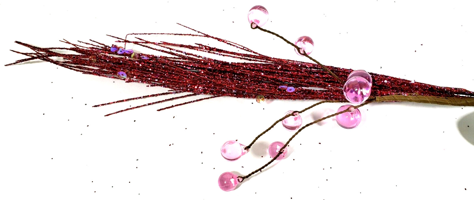 Glitter Pink With Jewels Floral Spray Picks 16″ Holiday Picks NWOT Set of 7