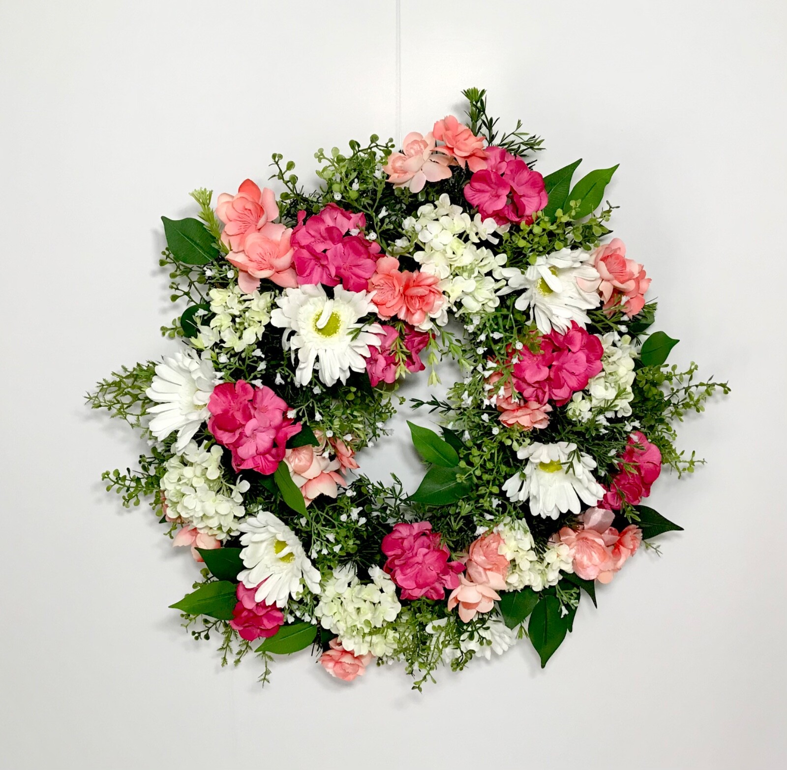 SPRING SUMMER FLORAL EVERGREEN COMPACT WREATH MULTI COLOR DECORATION UNIQUE NEW