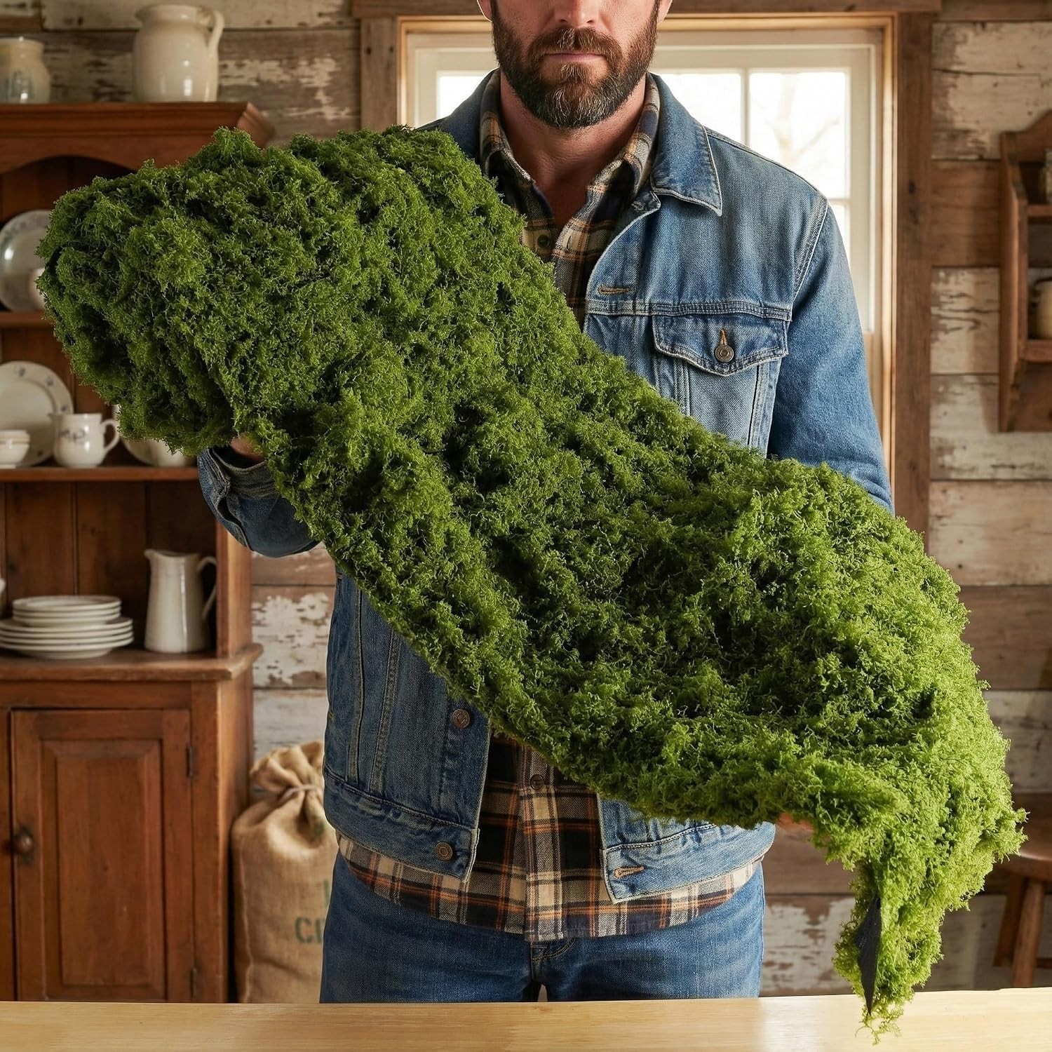 Fake Moss Mat Artificial Moss Roll – 12″ x 71″Cloud Soft Feel Moss Table Runn…