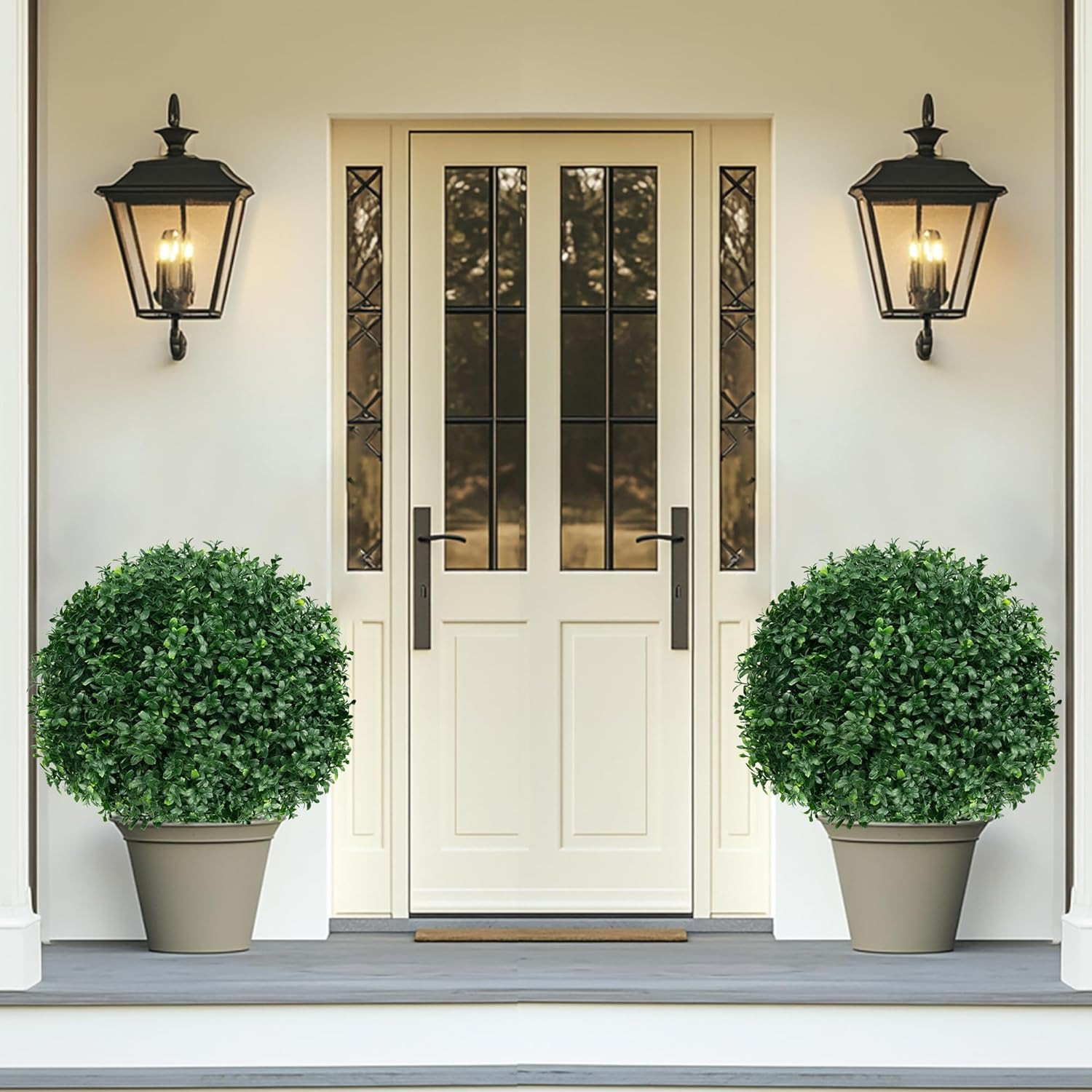 Set of 2 UV Resistant Artificial Boxwood Topiary Balls for Indoor/Outdoor Use