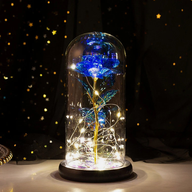 Forever Galaxy Rose In Glass Dome Eternal LED Light Flower Valentine’s Day Gift.