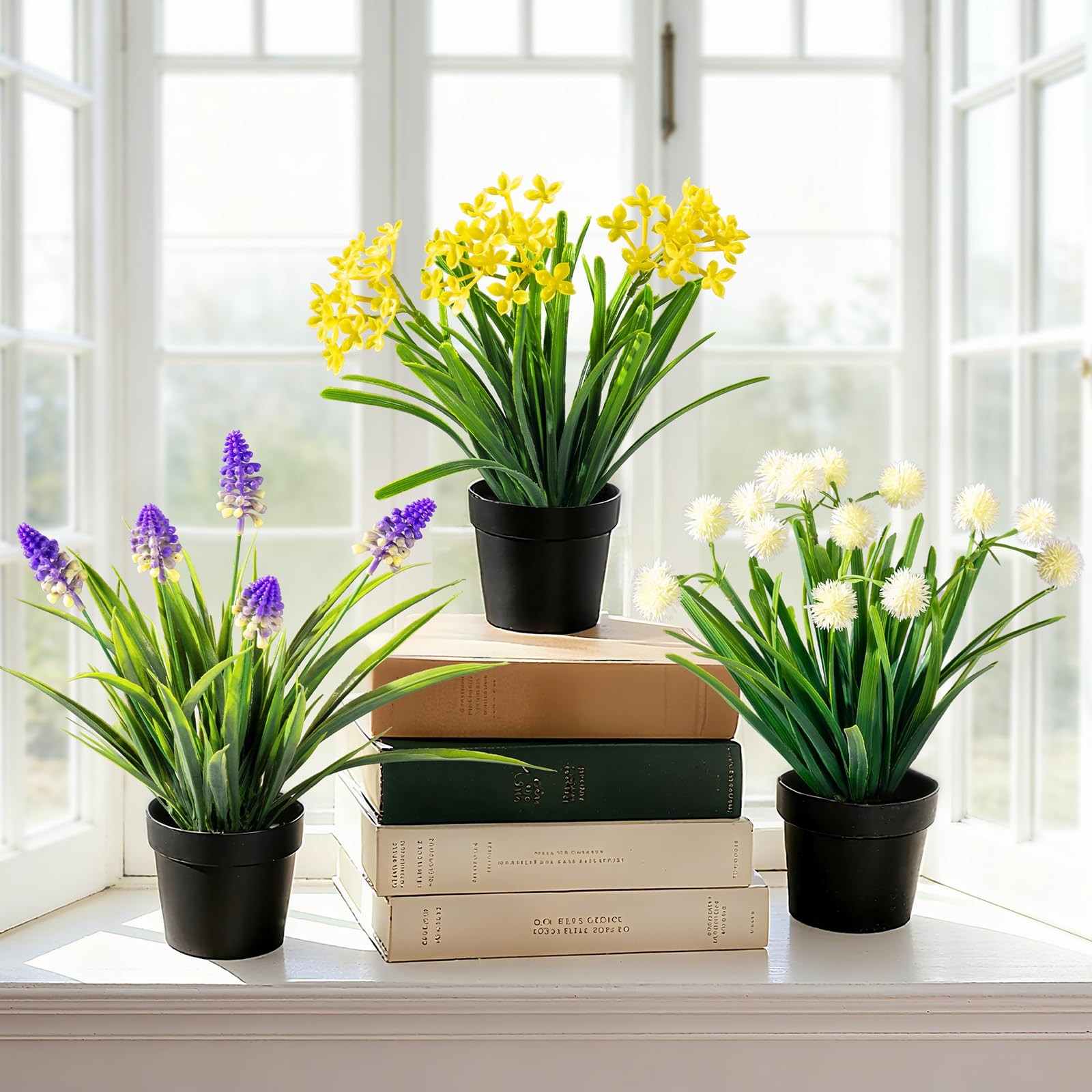 3 Pack Fake Small Plant Artificial Potted Flowers for Home Decor Fake Flower …