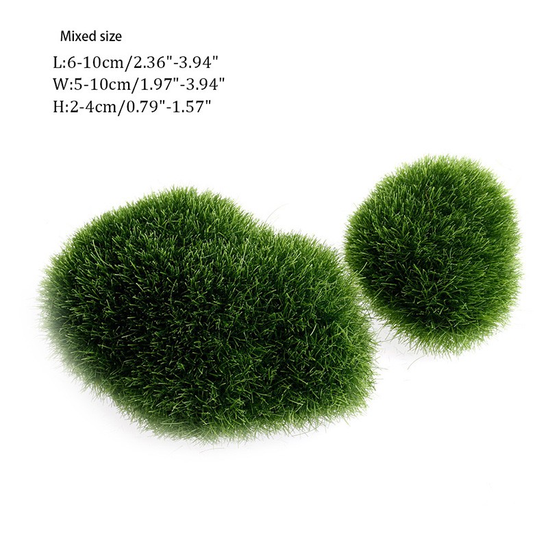 5pcs Artificial Moss Rock Fake Green Moss Stone for Garden Decor Pot Decoration