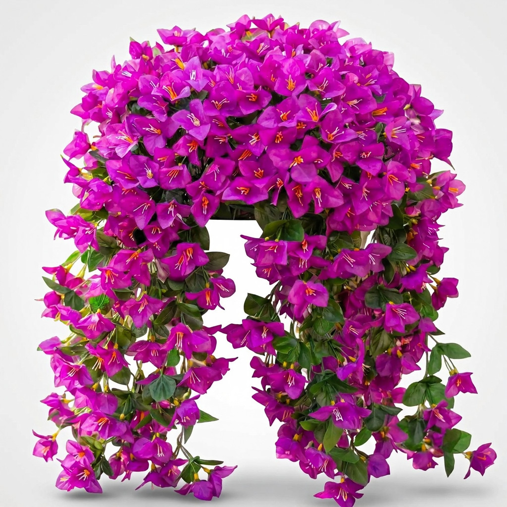 3 Pcs Artificial Bougainvillea Flowers Fuchsia Hanging Plants UV Resistant