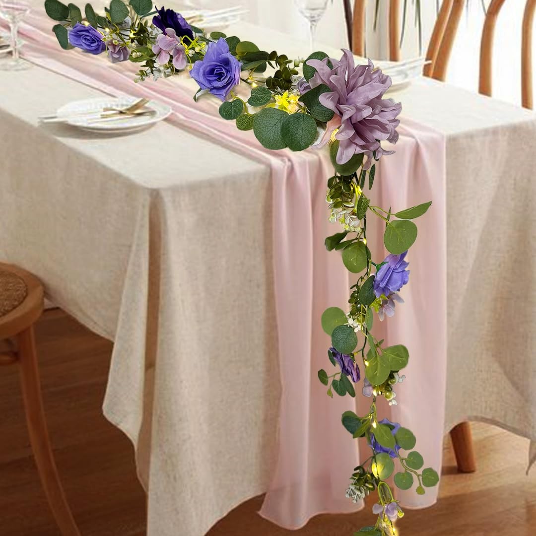 Rose Flower Garland Lights, 6 Ft Silk Flowers Fairy Lights with Timer, Artifi…