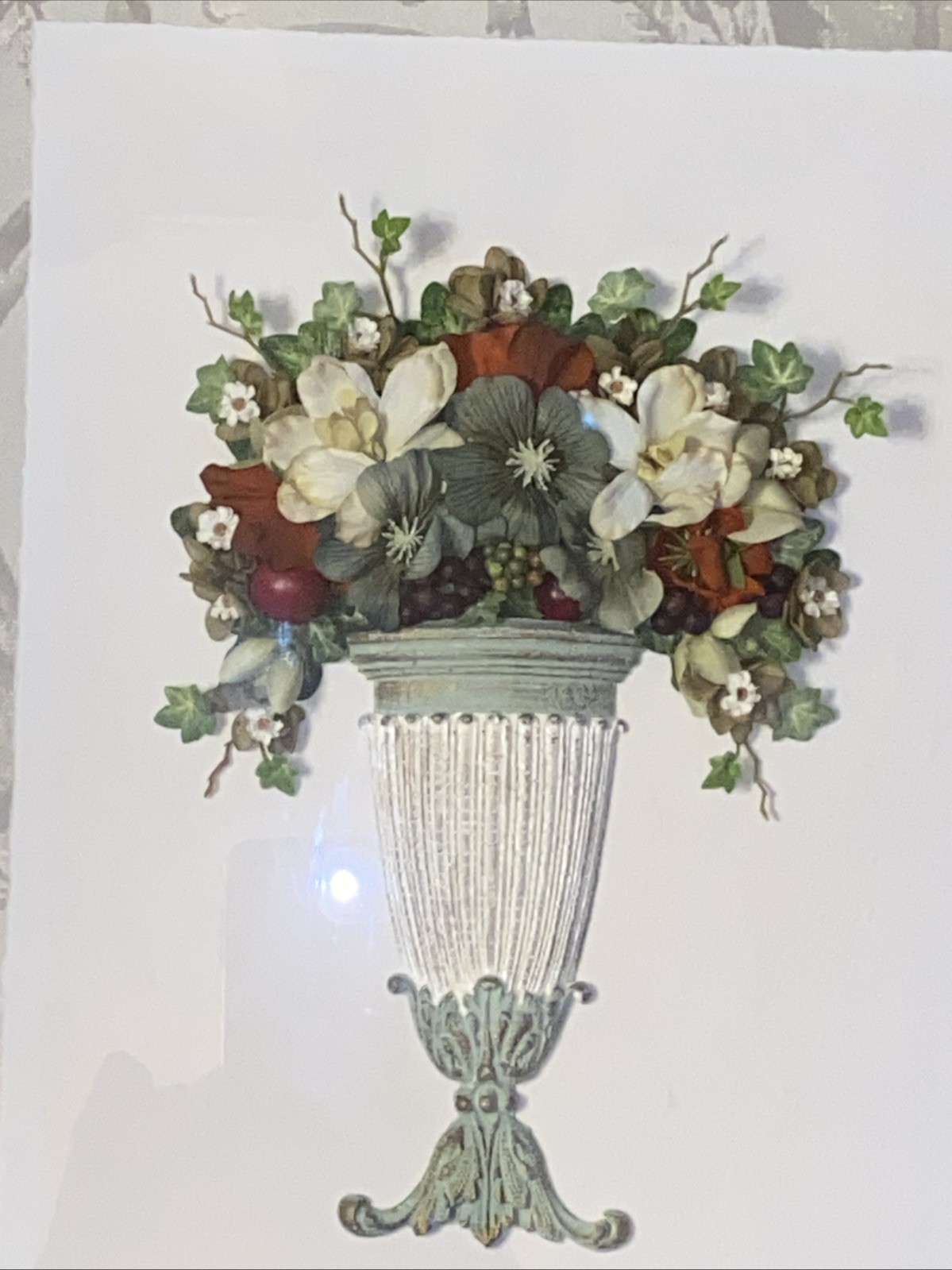 Floral Arrangement Shadowbox In Urn 19×22.5”